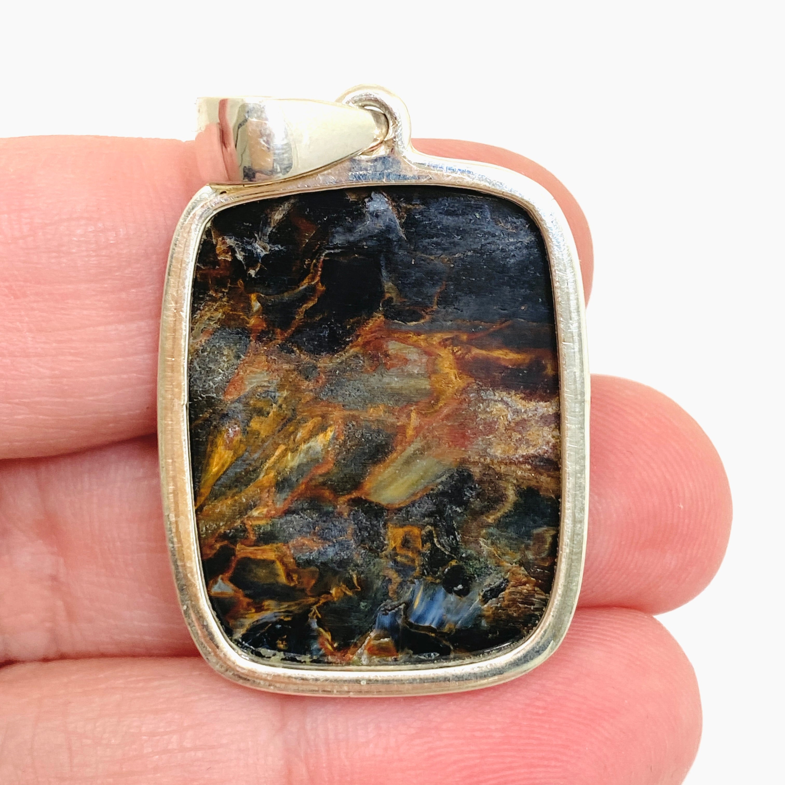 Natural Pietersite Rectangular Cabochon Pendant - Premium Stone Jewelry PPGJ1066 for Women's Fashion & Spiritual Healing