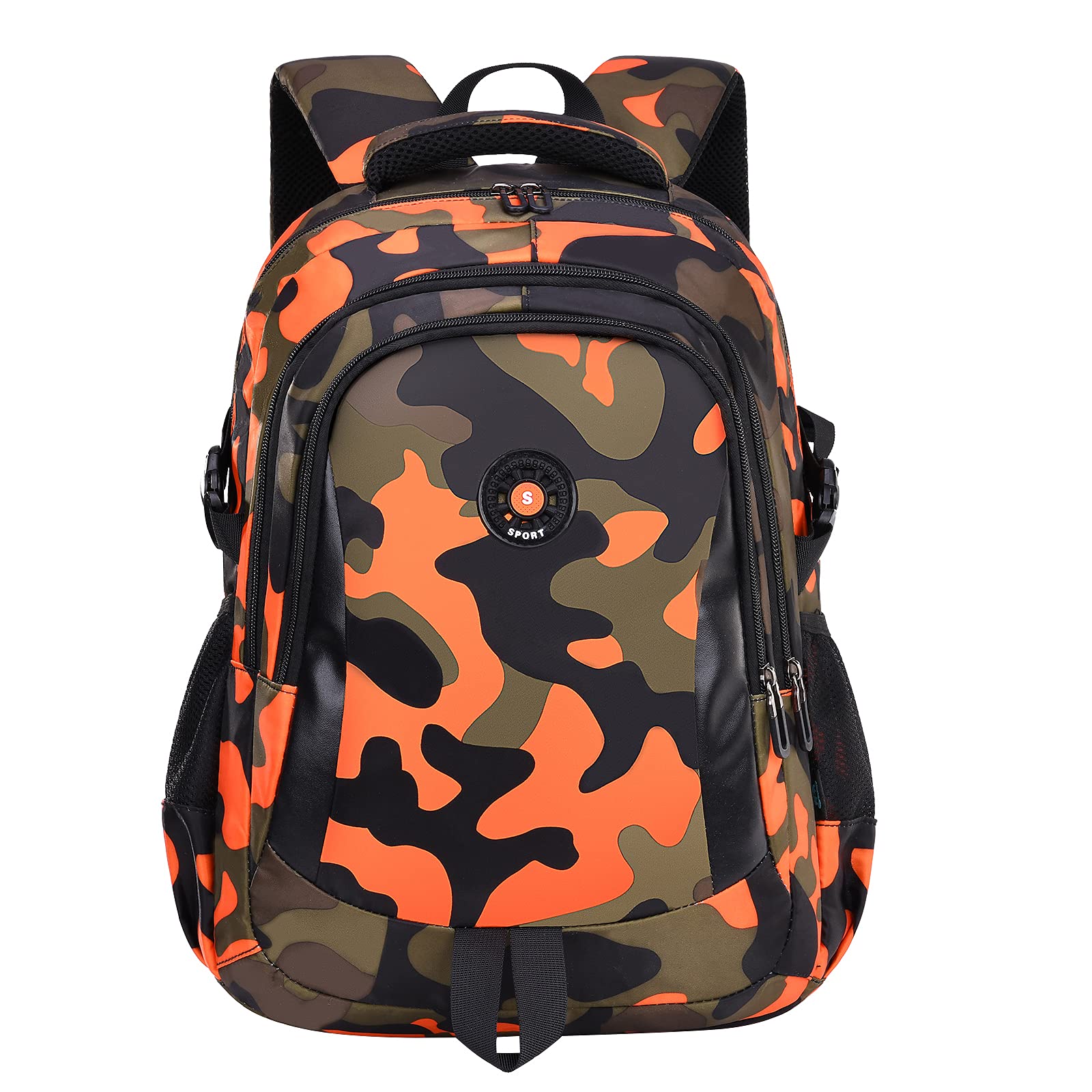 Camouflage Backpack for School, Travel & Outdoor - Christmas Gift for Boys & Girls (DY Camo Orange) - Perfect for Hiking & Daily Use