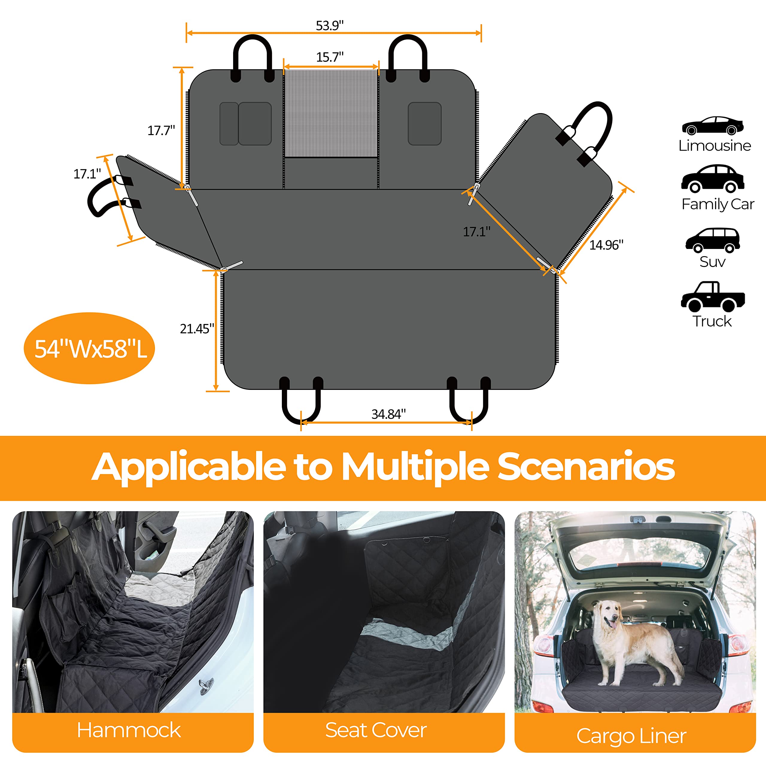 **Waterproof Dog Car Seat Cover for Back Seat - Scratchproof & Nonslip Pet Seat Protector with Mesh Window | Fits Cars, Trucks & SUVs | Perfect for Travel, Daily Commute & Outdoor Adventures**