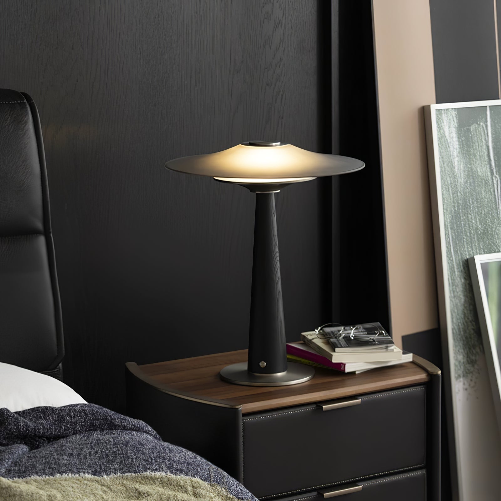 Kizu Peak Table Lamp - Modern LED Nightstand Lamp with USB Port, Adjustable Brightness for Bedroom, Living Room, Office | Perfect for Reading, Working & Relaxing
