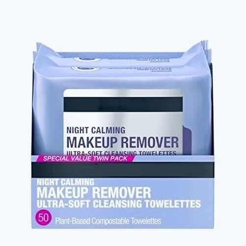 Night Calming Facial Wipes (25 Count, 5 Pack) - Gentle Makeup Remover & Cleansing Towelettes for Sensitive Skin | Perfect for Travel, Gym & Nighttime Skincare Routine