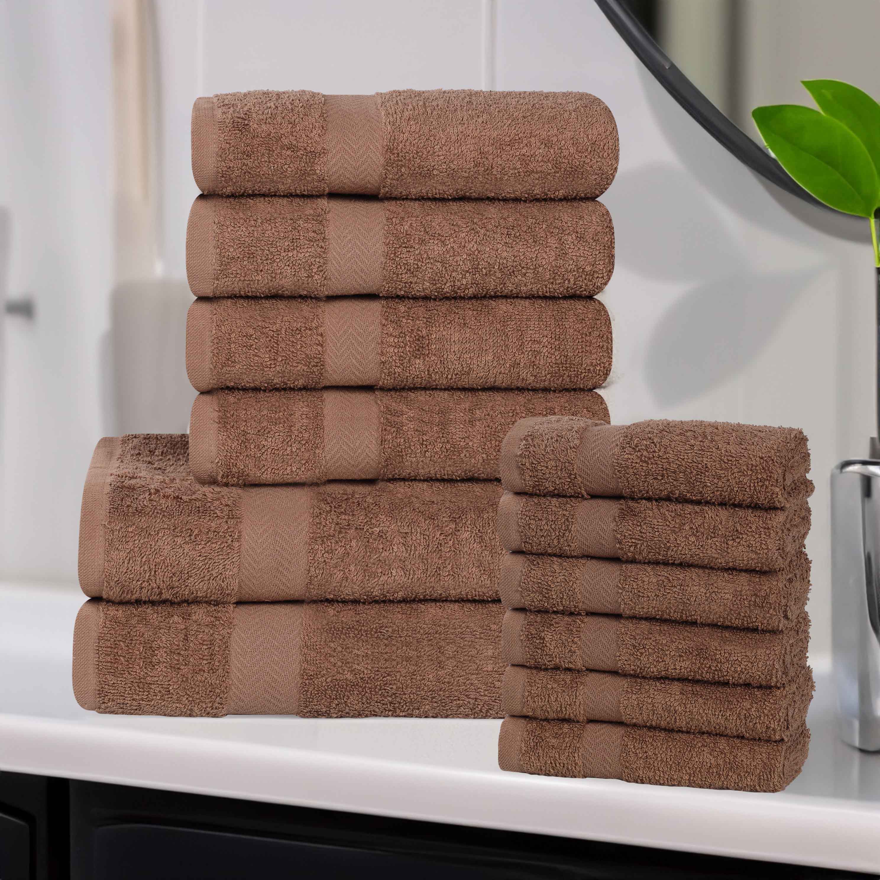 Franklin 100% Cotton Eco-Friendly Bath Towel Set - 12 Piece Soft Absorbent Towels for Bathroom, Spa & Gym Use