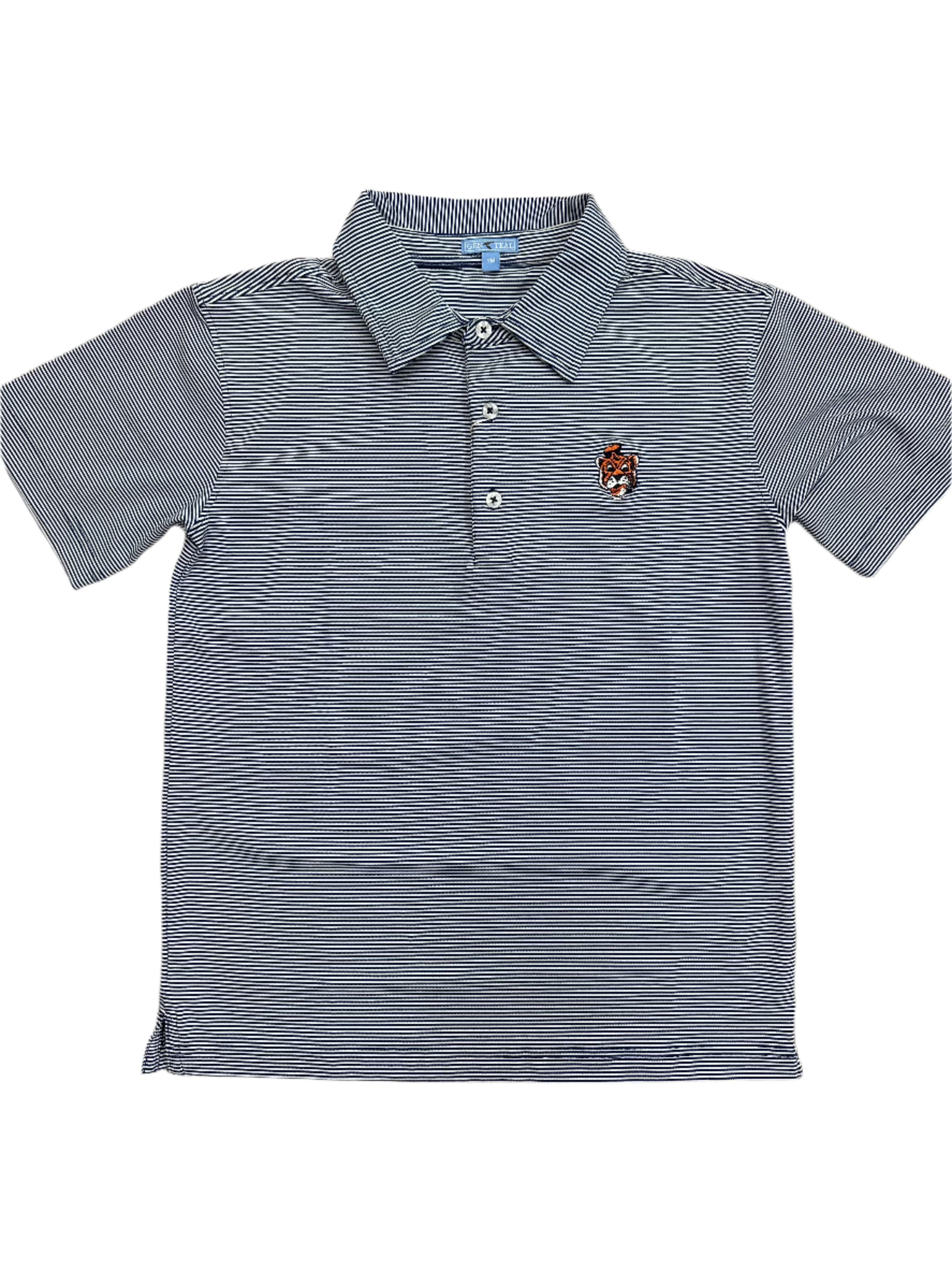 Boys' Gen Teal Aubie Pinstripe Performance Polo Shirt - Breathable Moisture-Wicking Fabric for Sports & School Activities