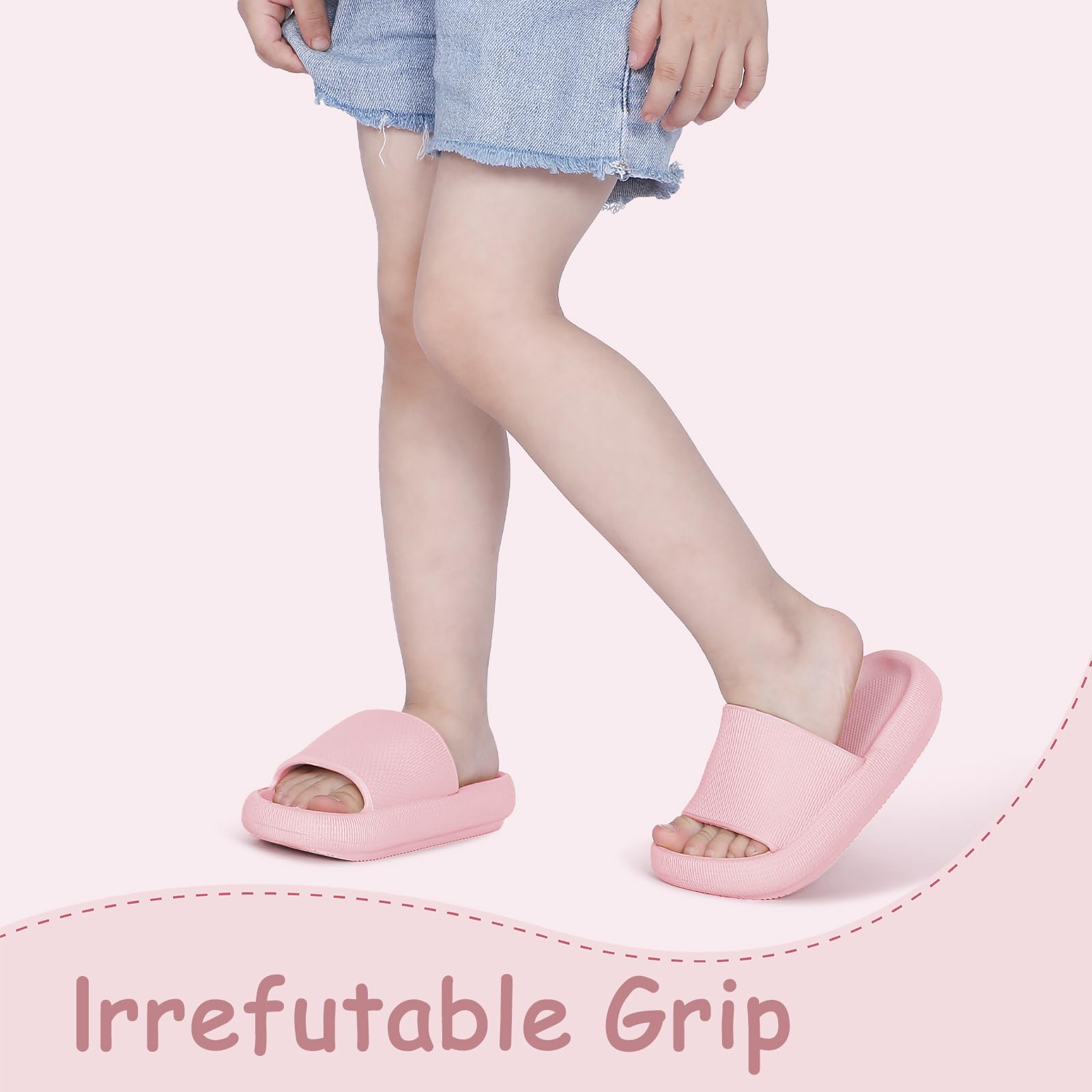**Kids Cloud Slides - Soft Pillow Slippers for Boys & Girls, Non-Slip Shower Sandals with Thick Sole, Perfect for Beach, Pool, Bathroom & Summer Wear**