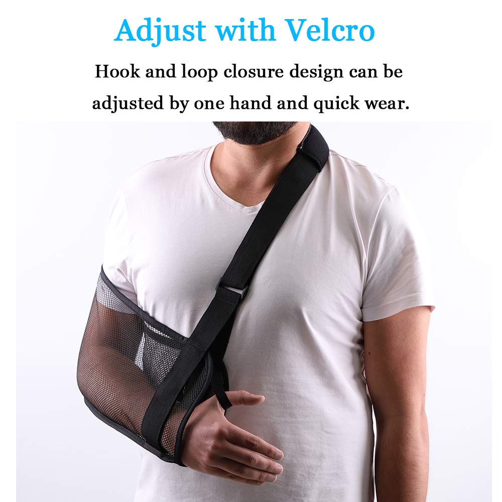 Post-Surgery Shoulder Sling for Rotator Cuff Recovery - Adjustable Mesh Arm Support Brace for Men & Women (Black) - Ideal for Showering, Bathing & Daily Mobility After Shoulder Surgery