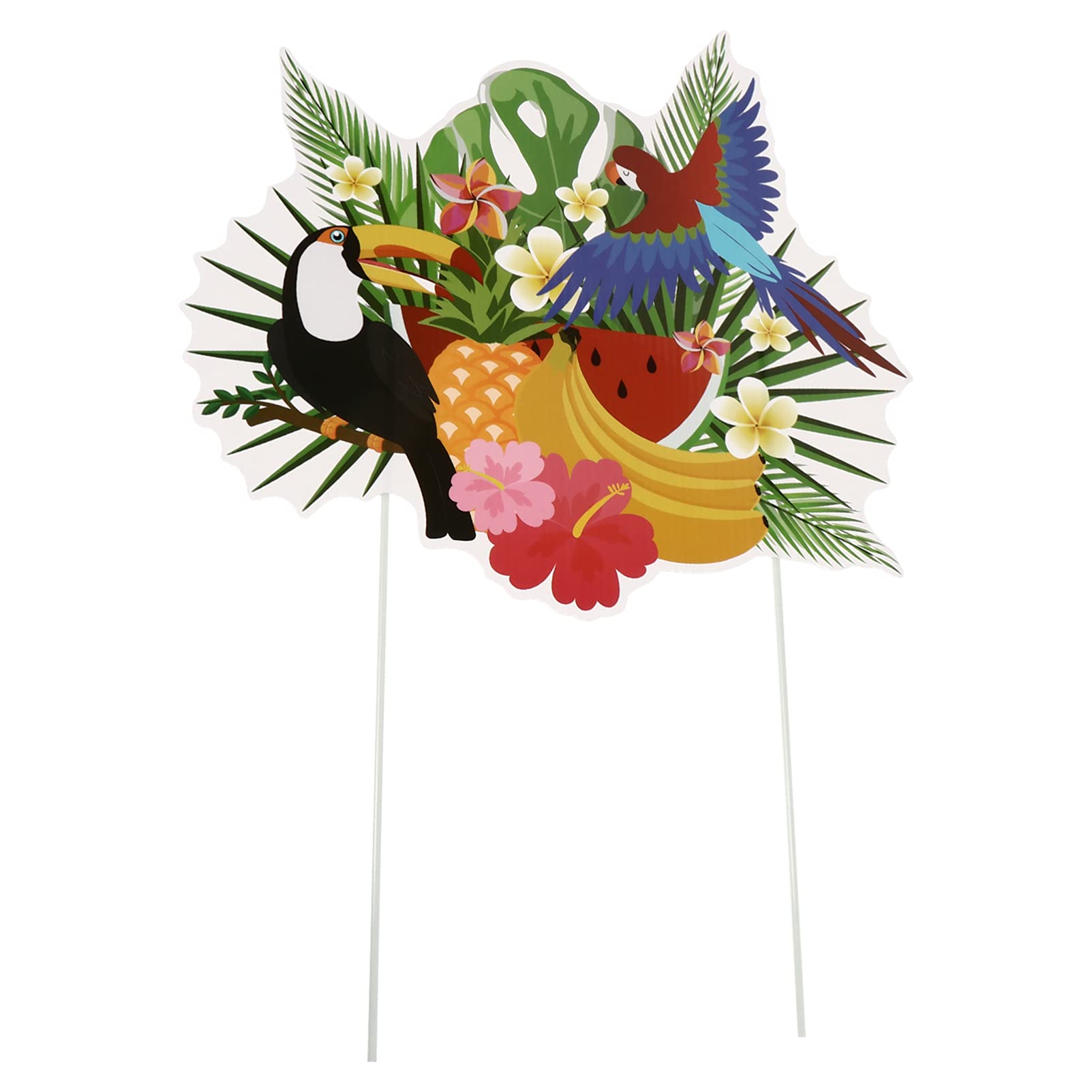 ABOOFAN Hawaiian Cake Toppers - 12pcs Tropical Bird Cake Picks for Summer Party, Birthday, Wedding & Baby Shower Decorations | Cartoon Lawn Stick Signs for Beach Themed Cakes & Cupcakes | Perfect for Luau, Pool Party & Tropical Dessert Displays