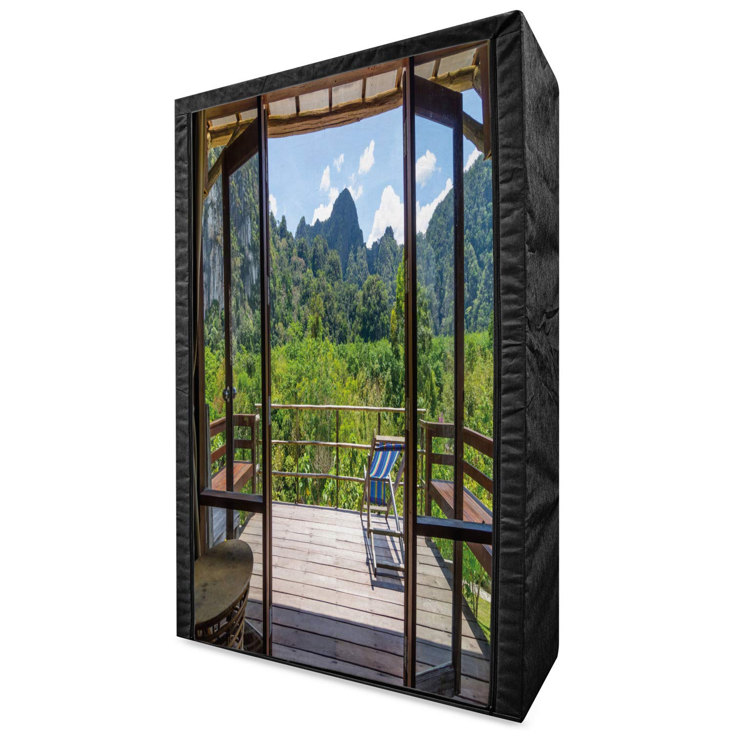 Ambesonne Portable Fabric Wardrobe Closet with Shelves - 42.5