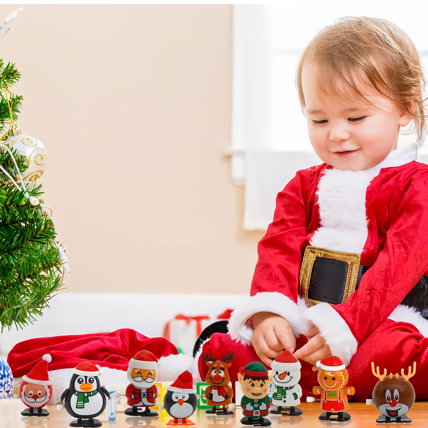 CCINEE 12 Pack Christmas Wind Up Toys - Assorted Clockwork Toys for Stocking Stuffers, Party Favors & Goody Bags | Fun Holiday Gifts for Kids, Classroom Prizes & Christmas Party Games