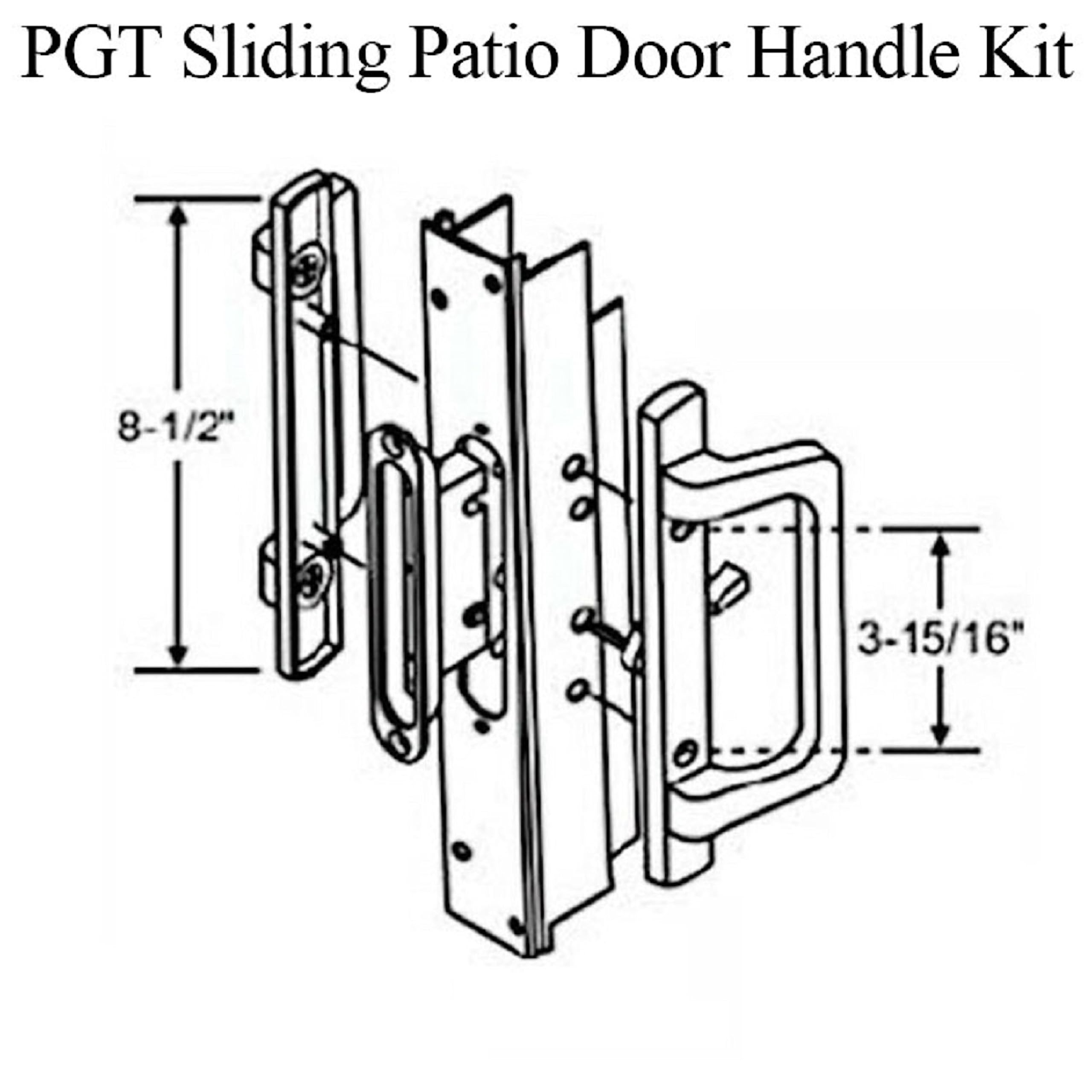 Premium PGT Sliding Glass Door Handle Kit - White, 8-12 Inch Adjustable | Durable Replacement for Patio, Balcony & Shower Enclosures
