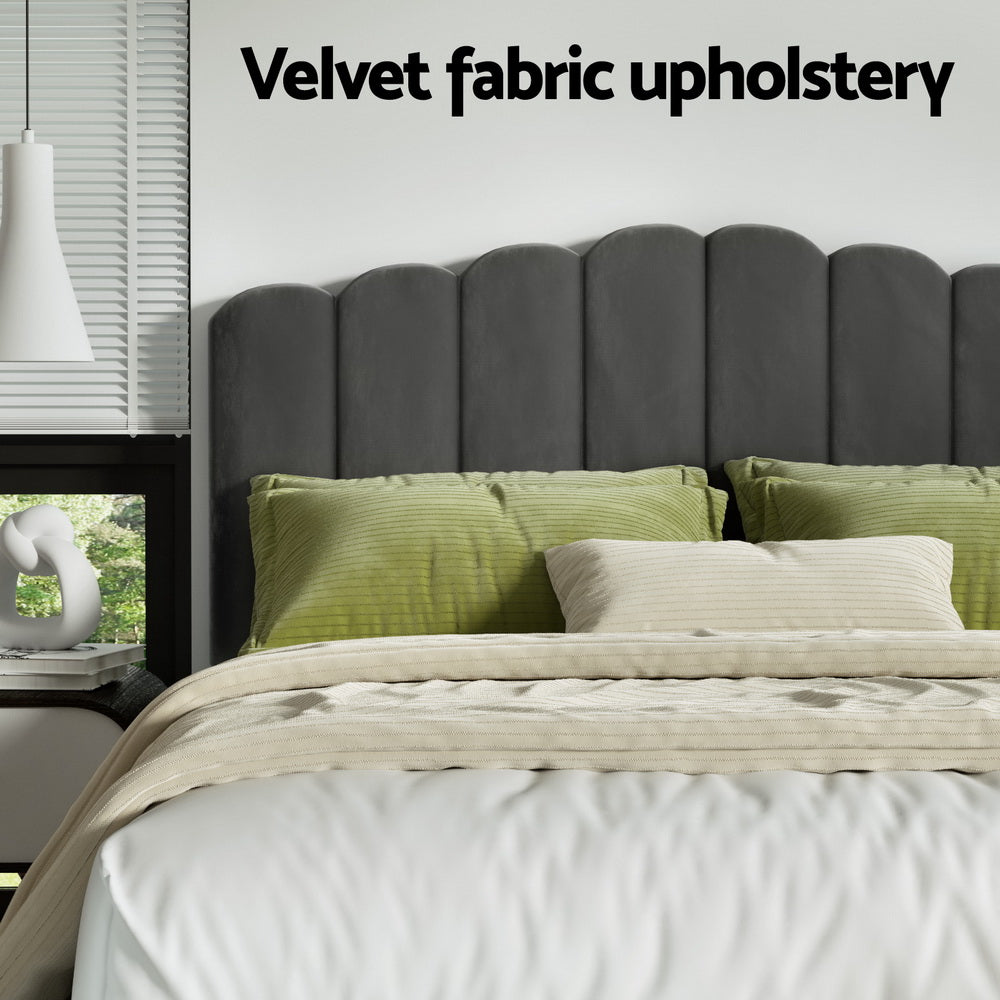 Fion Queen Velvet Upholstered Storage Bed with Underbed Drawers - Soft Grey Luxe Bedroom Furniture for Small Space & Modern Home Decor