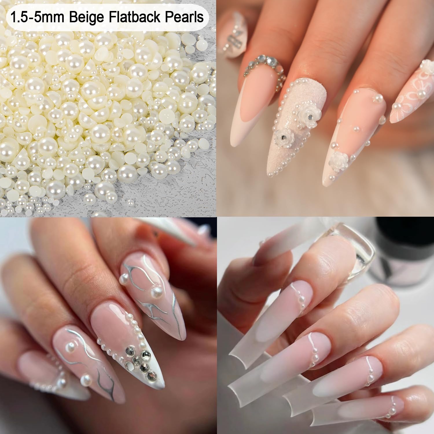 11000 PCS Nail Rhinestones and Pearls Kit - 4 Boxes of 3D Nail Gems, Crystals & Charms for Nail Art with Wax Pencil | Perfect for DIY Manicures, Salon Nail Designs, and Wedding Nail Decorations