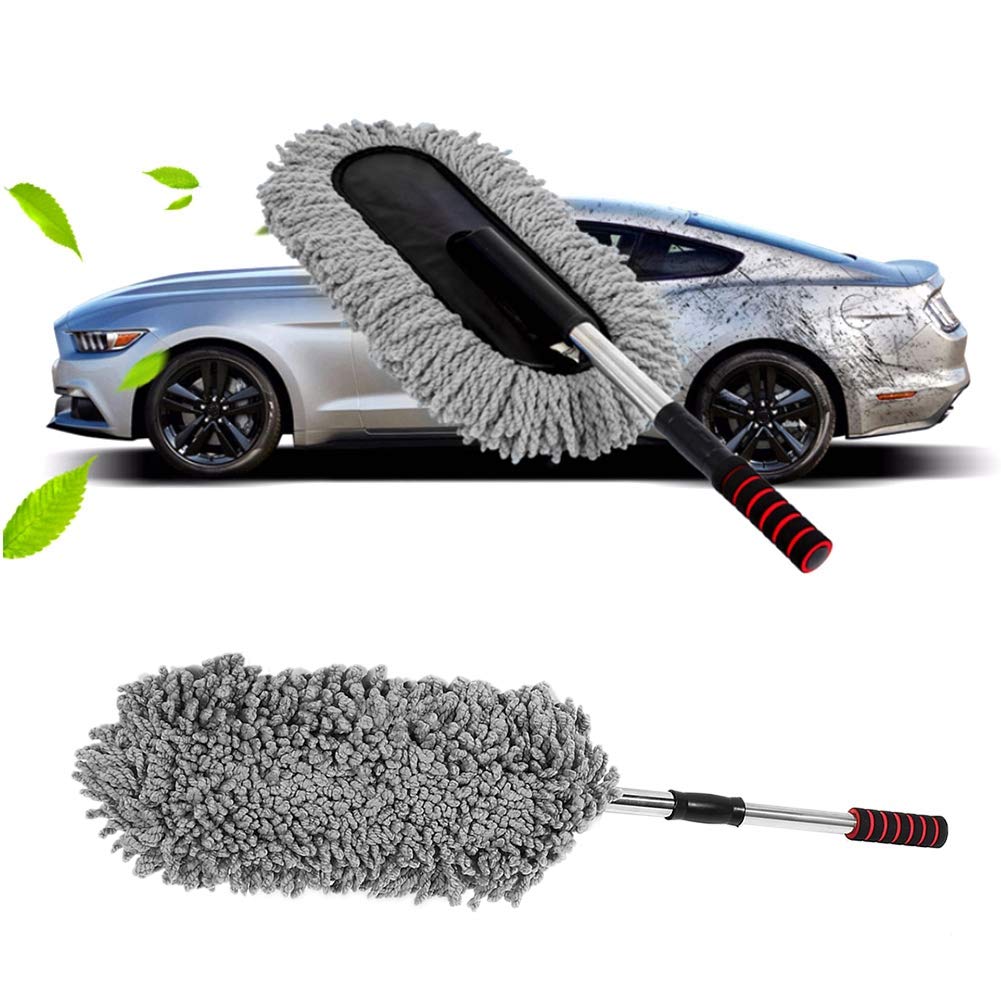 KIMISS Extendable Retractable Car Duster - Scratch-Free Washable Car Cleaning Brush for Windows, Exterior & Wax Application | Perfect for Quick Dusting, Detailing & Car Wash Maintenance