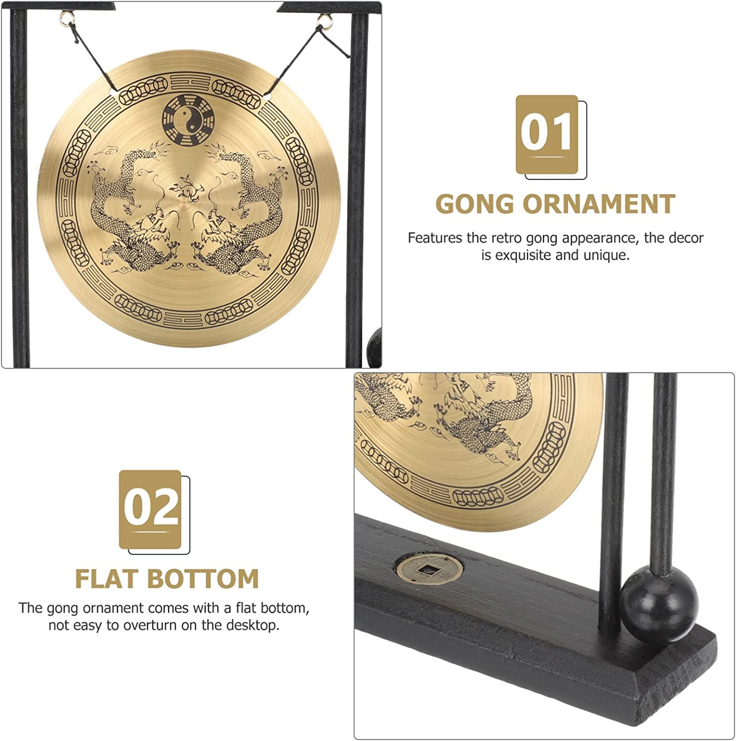 Zen Brass Feng Shui Gong - Home Office Decor for Good Luck