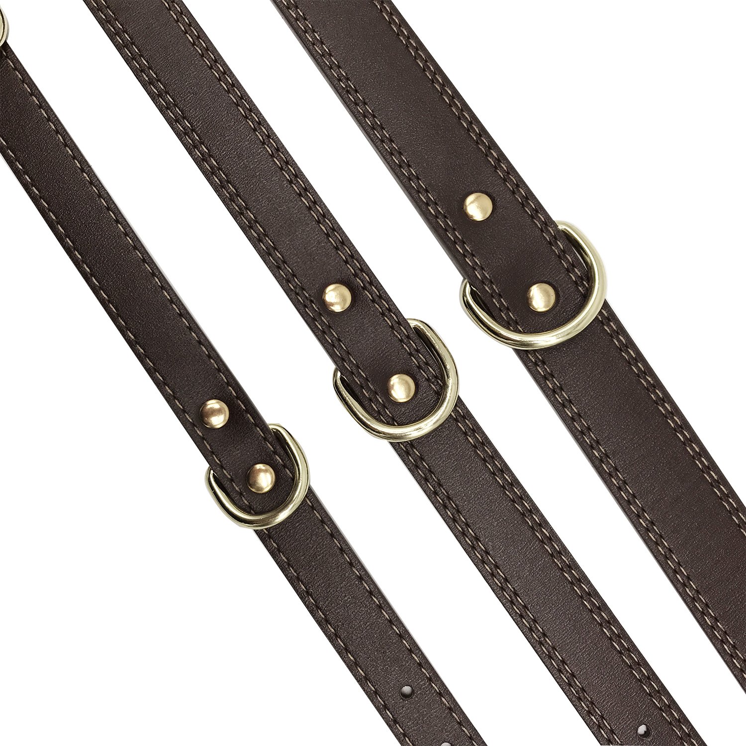 Premium PU Leather Dog Collar with Double D-Ring - Adjustable & Durable Pet Collar for Medium & Large Dogs (Brown) - Perfect for Daily Walks, Training & Outdoor Adventures
