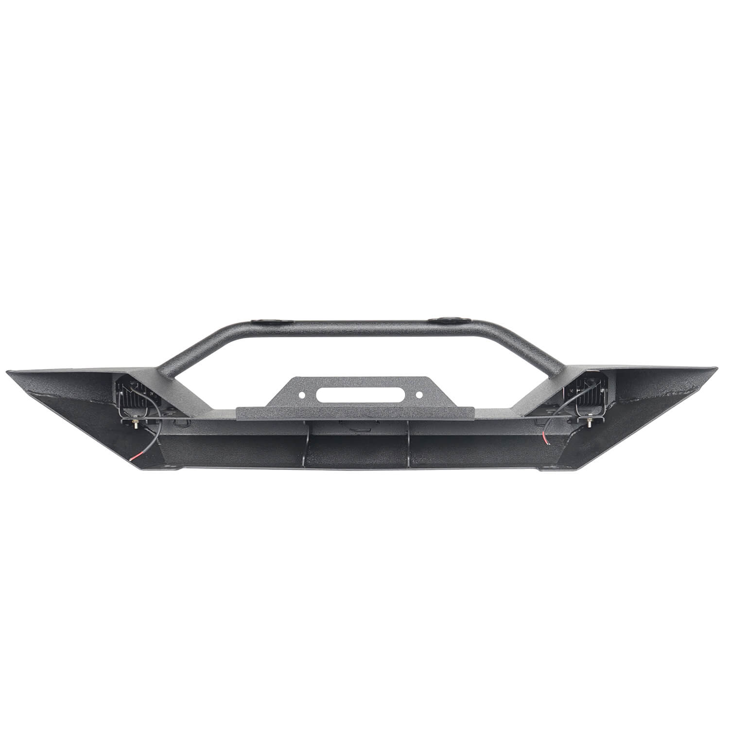 87-06 Jeep Wrangler TJ YJ Trail Rock Mid Front Bumper with Winch Plate & Dual 18W LED Lights - Off-Road Adventure & Winch-Ready Protection