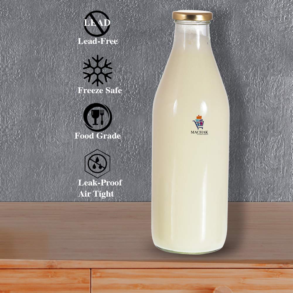 Slings Aqua 1L Glass Water Bottle - Clear, BPA-Free, Reusable for Fridge, Milk, Juice & Smoothies - Perfect for Home, Office, Gym & Outdoor Activities