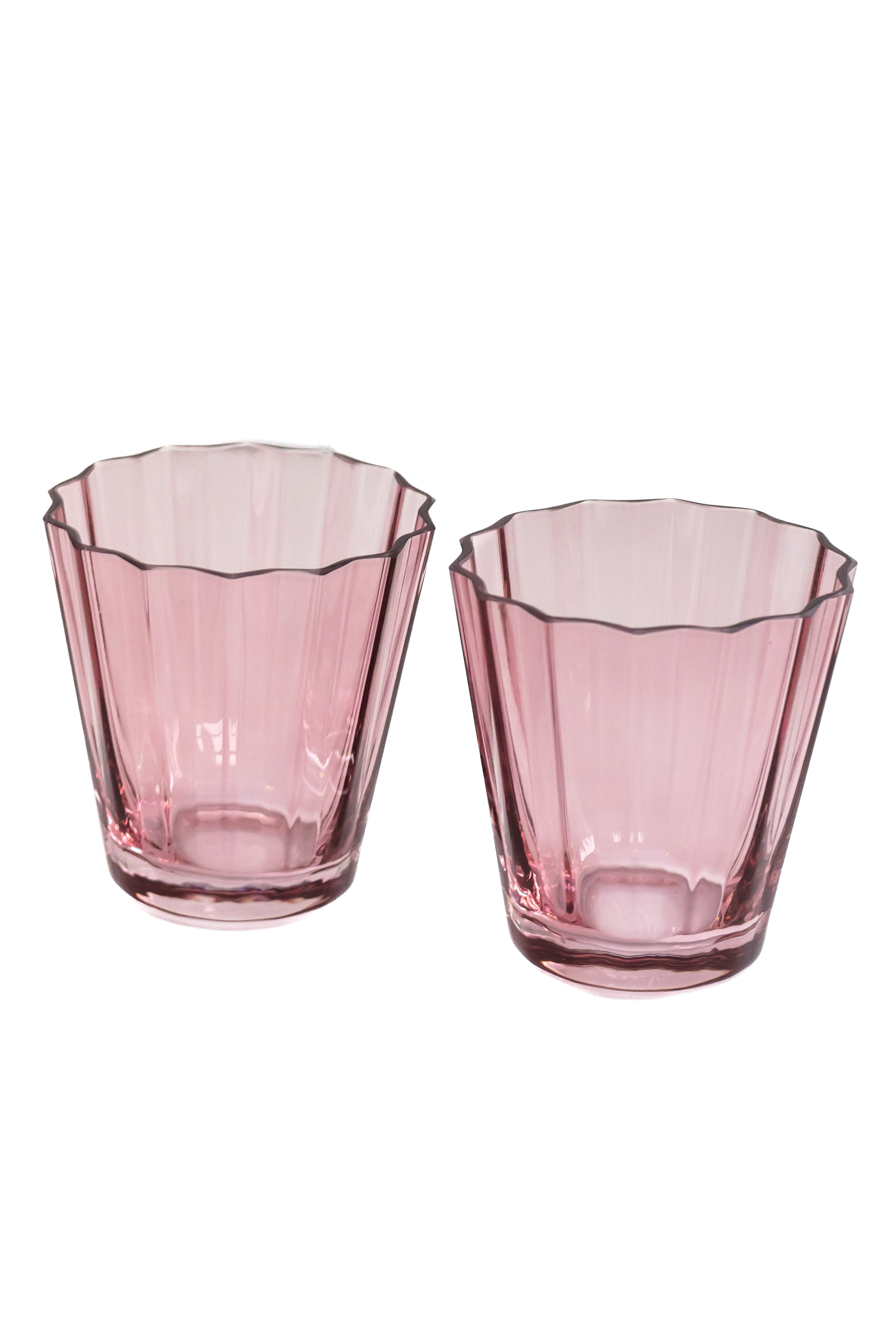 Estelle Colored Sunday Lowball Glasses Set of 2 - Rose Pink Cocktail Tumblers for Iced Coffee, Juice & Summer Drinks | Elegant Barware for Home & Parties