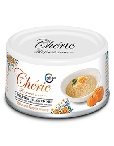 Cherie Complete & Balanced Chicken with Pumpkin in Gravy - Urinary Care Wet Cat Food 80g | Supports Feline Urinary Health | Ideal for Adult Cats with Sensitive Stomachs