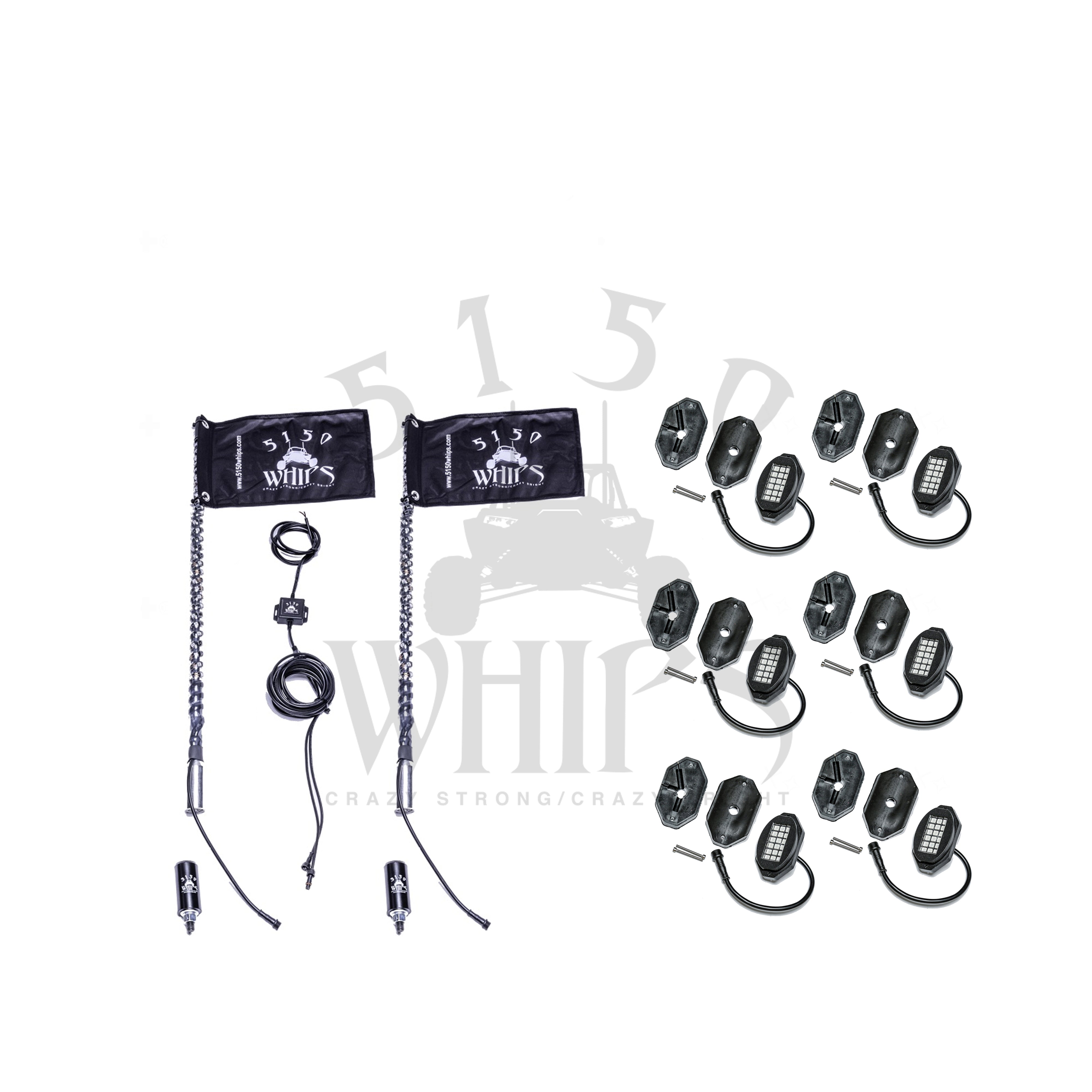 187 Whips and Rock Light Combo Kit - LED Off-Road Lighting for Trucks & ATVs - Perfect for Night Off-Roading, Camping & Emergency Use