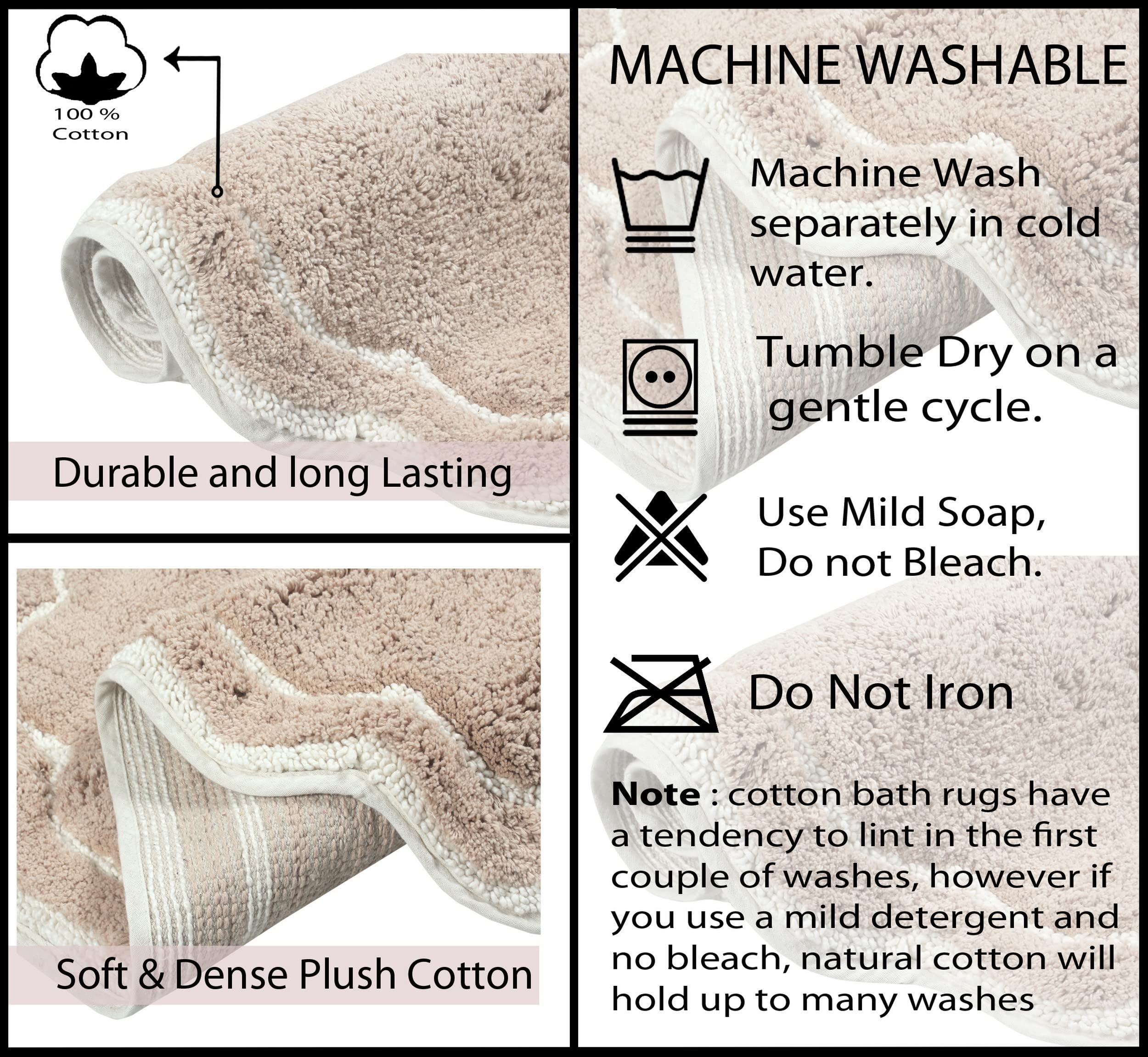 Home Weavers Allure Collection 100% Cotton Tufted Bathroom Rug - Soft, Absorbent & Non-Slip Bath Mat for Bathroom Floor - Machine Washable Runner (21