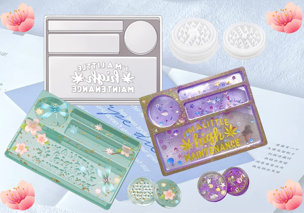 Premium Silicone Resin Molds with Lid & Grinder - Large DIY Rolling Tray Mold Set for Epoxy Resin Art, Storage & Grinding - Perfect for Crafting, Jewelry Making & Resin Storage Organization