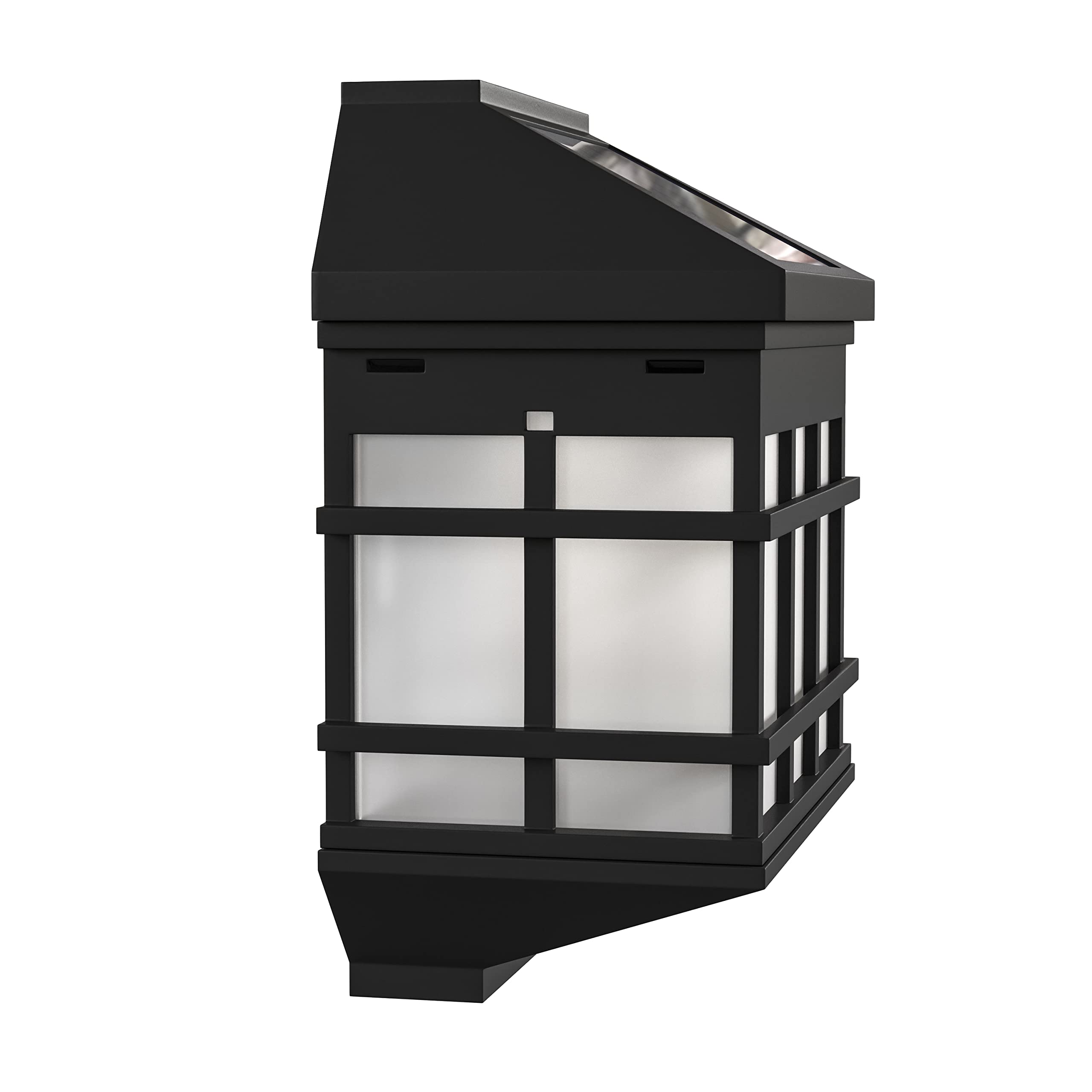 Merrick Lane Black Solar Wall Lights - 6 Pack Bright White LED Outdoor Solar Powered Lights for Fence, Deck, Garden, Pathway & Patio Lighting - Waterproof & Energy Efficient Landscape Lighting