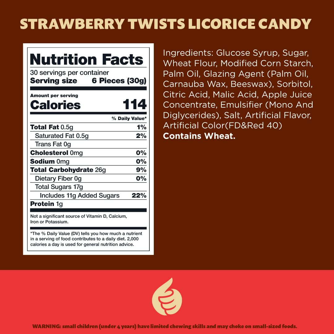 Strawberry Twists Licorice Candy - 2 Pound Bulk Bag | Sweet & Chewy Red Licorice for Parties, Movie Nights & Snacking