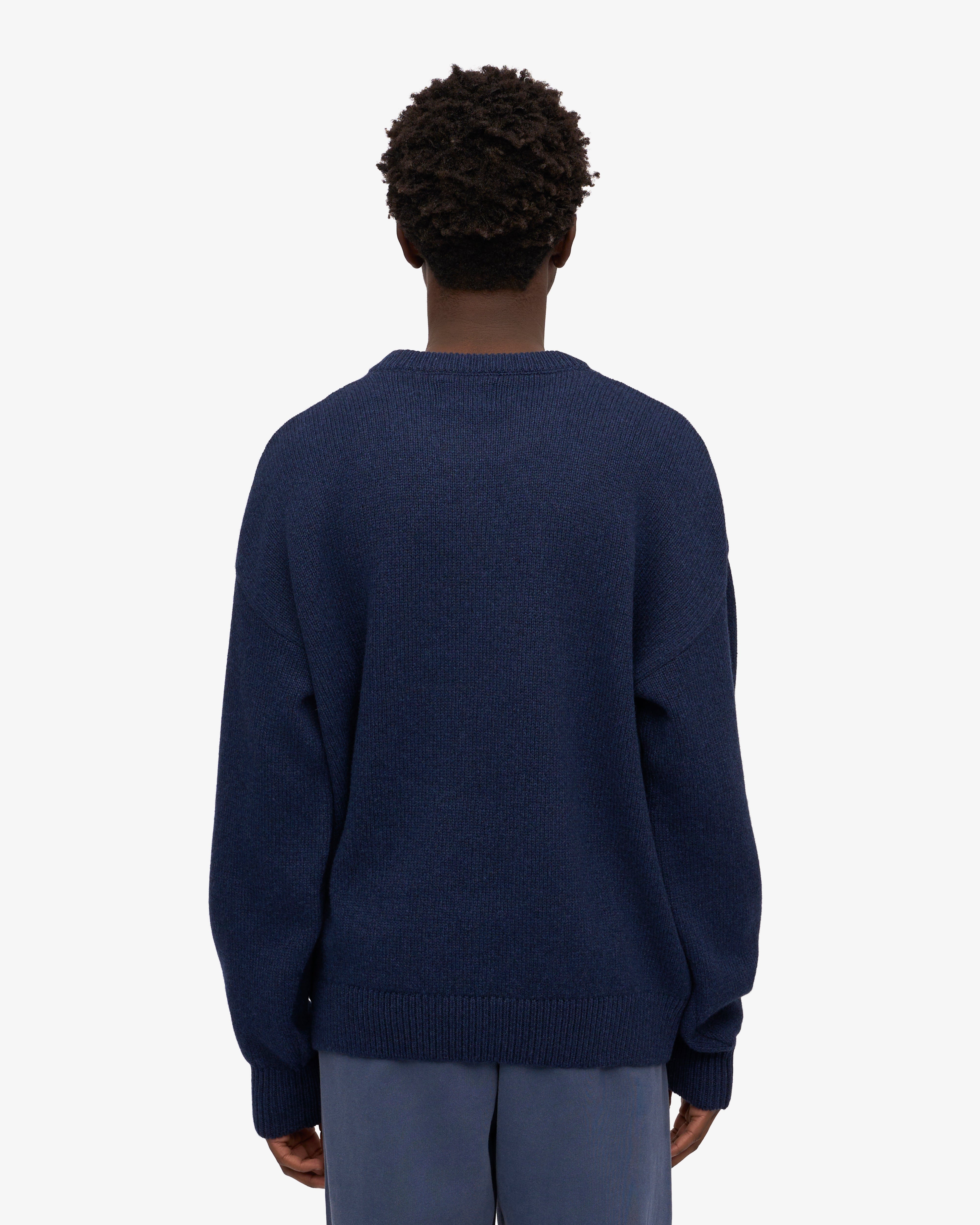 Premium Oversized Merino Wool Crew Neck Sweater - Soft Warm Winter Pullover for Women & Men - Marine Blue - Perfect for Casual Outfits, Office Wear & Cozy Home Relaxation