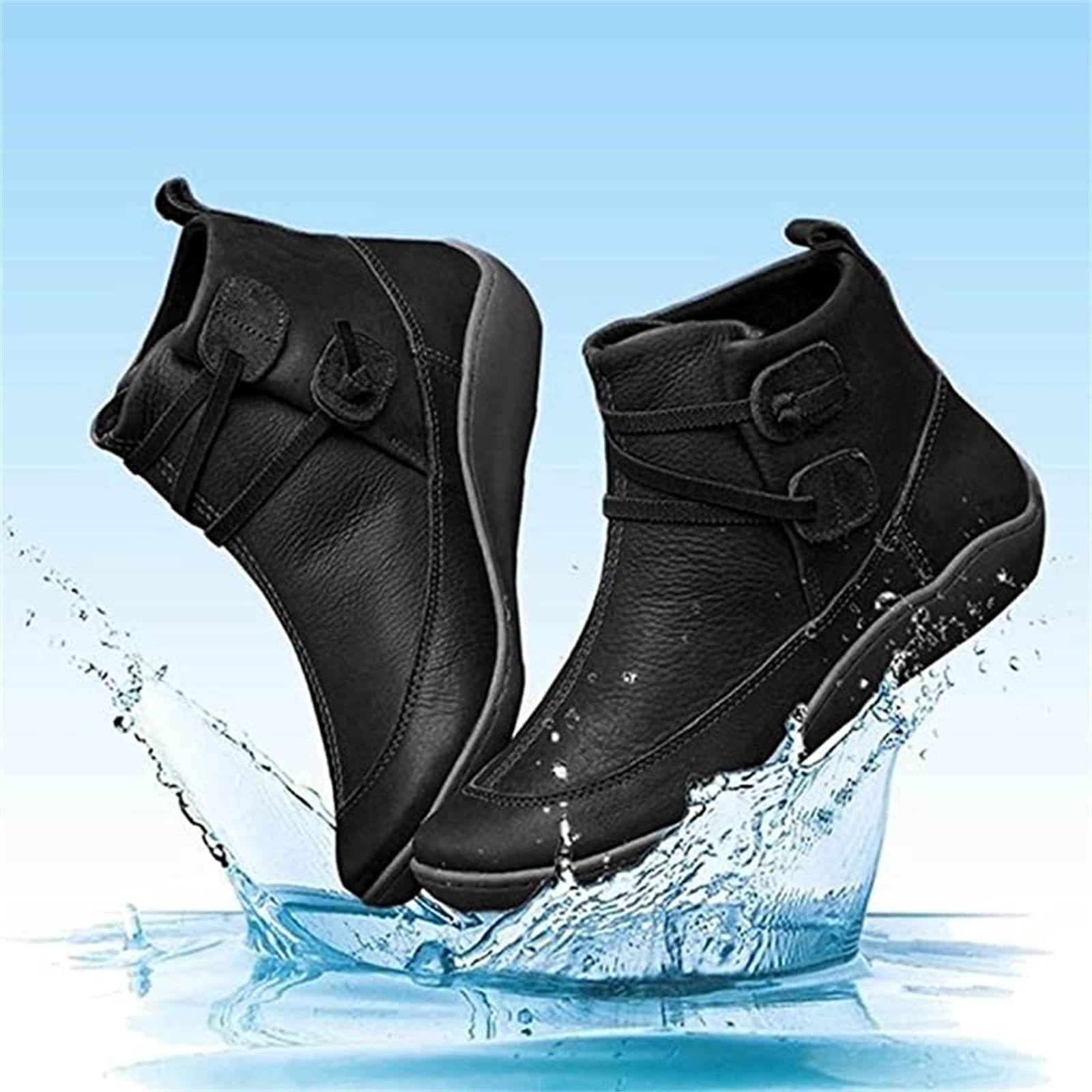 Lausiuoe Women's Ankle Booties - Wide Width Wedge Boots for Casual & Dressy Outfits | Western Style High Top Shoes for Everyday Wear & Fashion Occasions