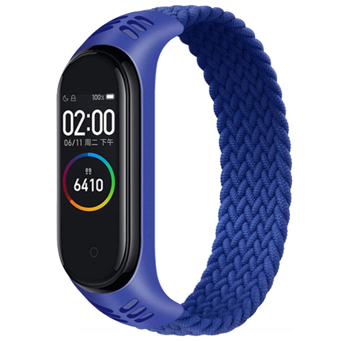 EMIOBAND Braided Solo Loop Strap Compatible with Xiaomi Mi Band 5/4/3 - Soft Silicone & Nylon Fabric Replacement Band for Fitness Tracking (Ideal for Running, Swimming & Daily Wear)