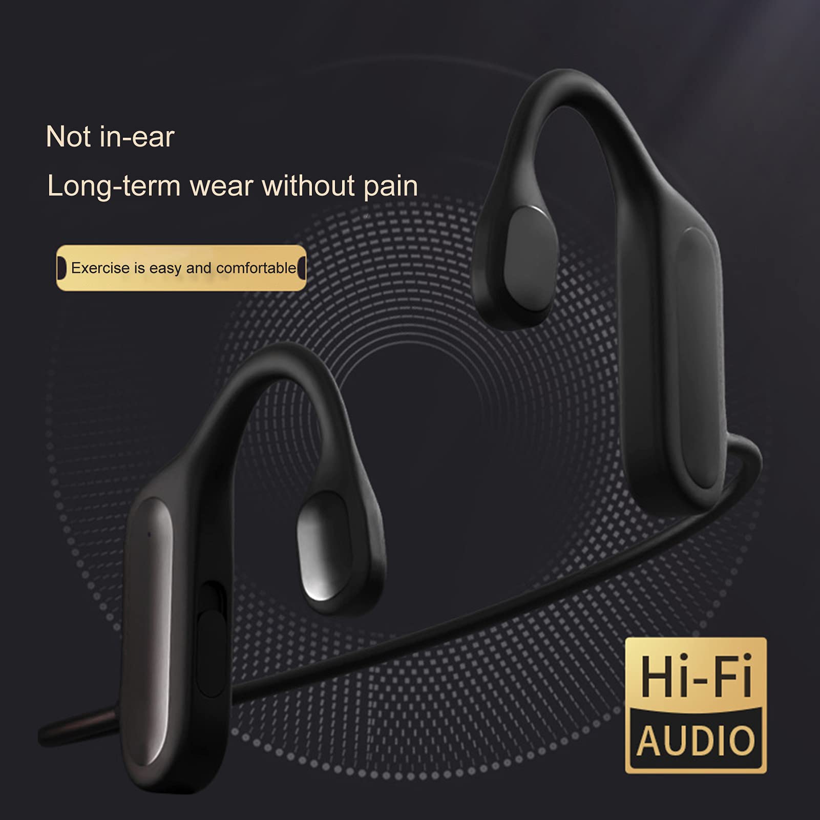 BL09 Wireless Bluetooth Bone Conduction Headphones - IPX5 Waterproof, Long Battery Life, Stereo Sound, Secure Fit for Running, Cycling & Outdoor Sports (Black) - Perfect for Gym, Workouts & Active Lifestyle