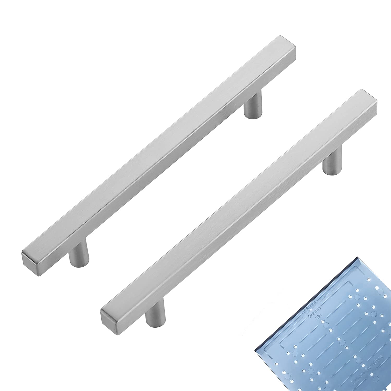30 Pack Brushed Nickel 5 Inch Square Cabinet Pulls - Stainless Steel Kitchen Cabinet Handles & Drawer Pulls (7-3/8