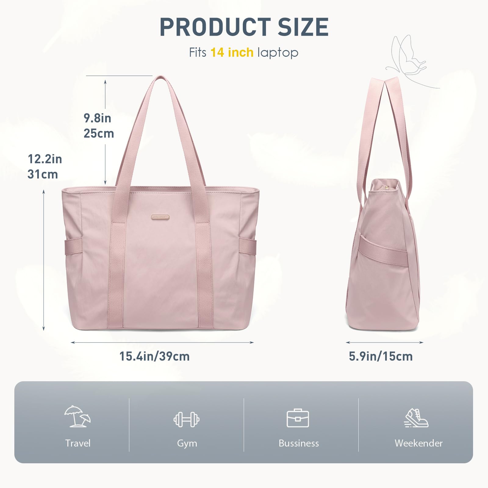 GOLF SUPAGS Women's Large Zippered Tote Bag - Stylish Shoulder Bag with Top Handle for Travel, Work & Everyday Use | Perfect for Commuting, Shopping & Gym