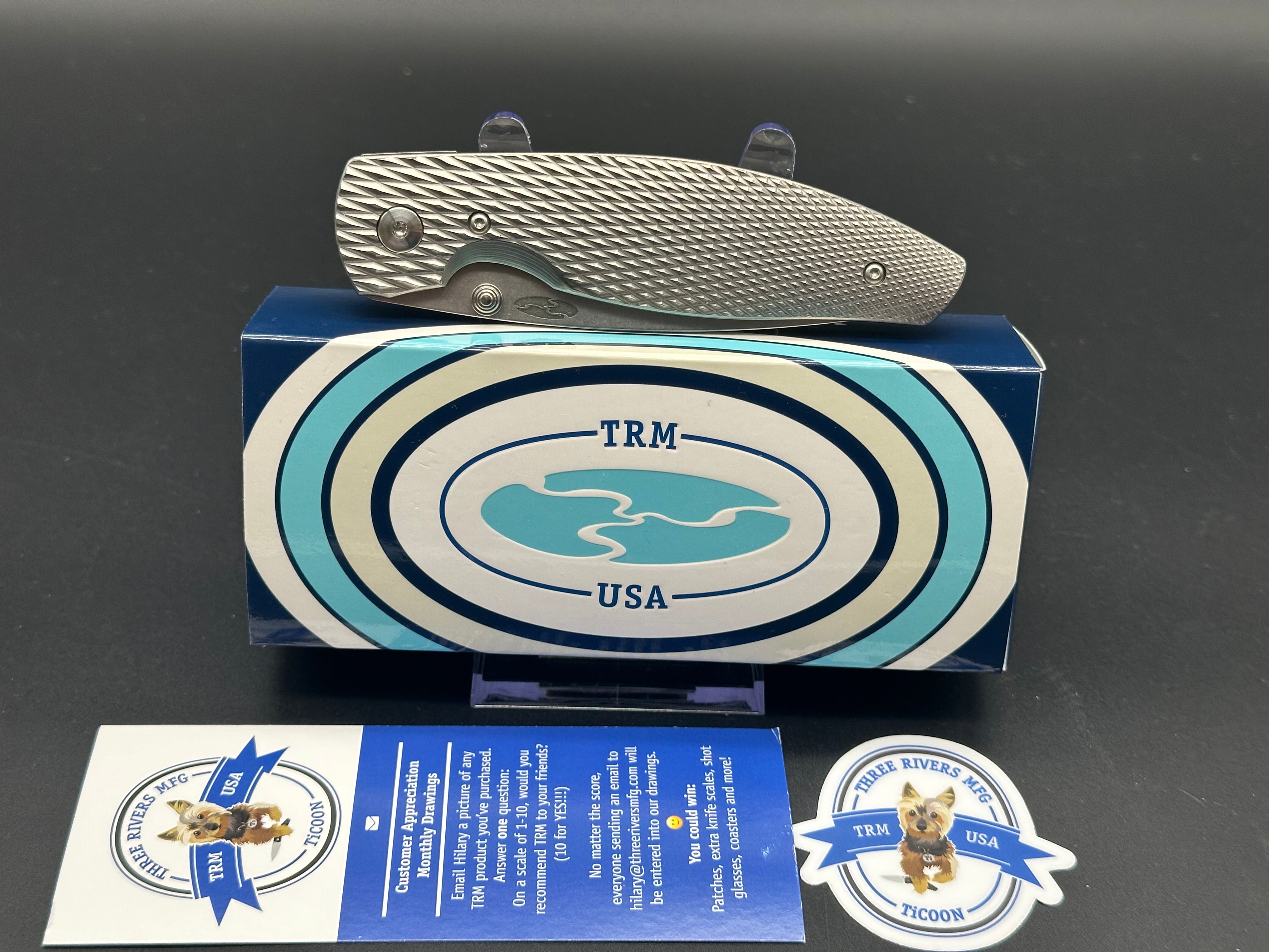 TRM Atom Linerlock Folding Knife - 3D Contoured Titanium Handle, EDC Pocket Knife for Outdoor Camping, Hiking & Everyday Carry | Three Rivers Manufacturing
