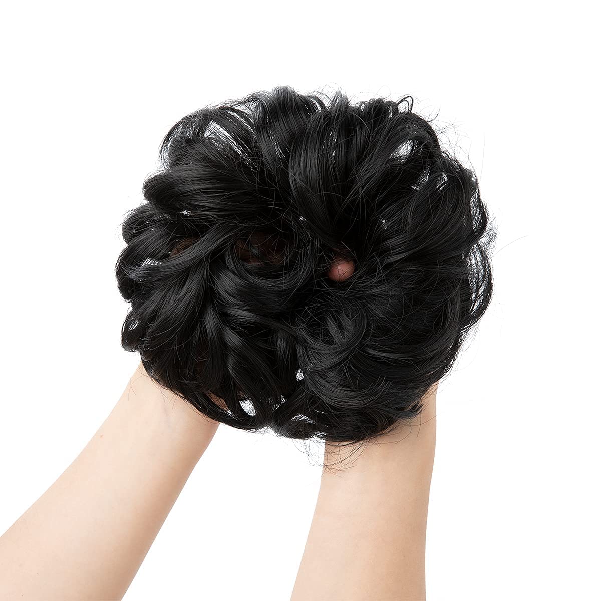 CLITZ Messy Bun Hair Extension for Women & Girls - Natural Black | Clip-In Hairpiece for Quick & Easy Updos | Perfect for Parties, Weddings & Everyday Styling [Pack of 1]