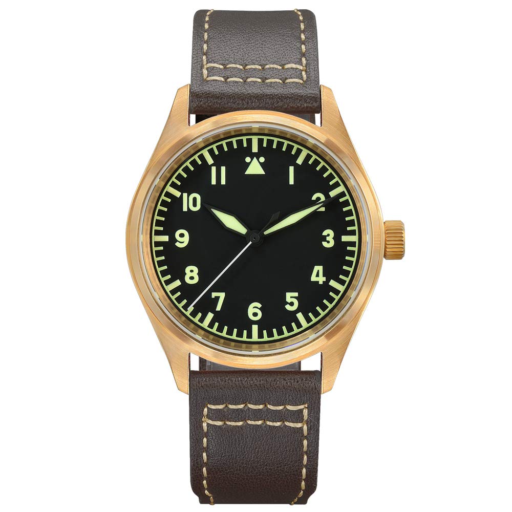 San Martin Bronze Automatic Diving Watch for Men - 20 ATM Waterproof, Self-Wind Mechanical Military Watch with Super Luminous & Leather Strap | Perfect for Scuba Diving, Outdoor Adventures & Casual Wear
