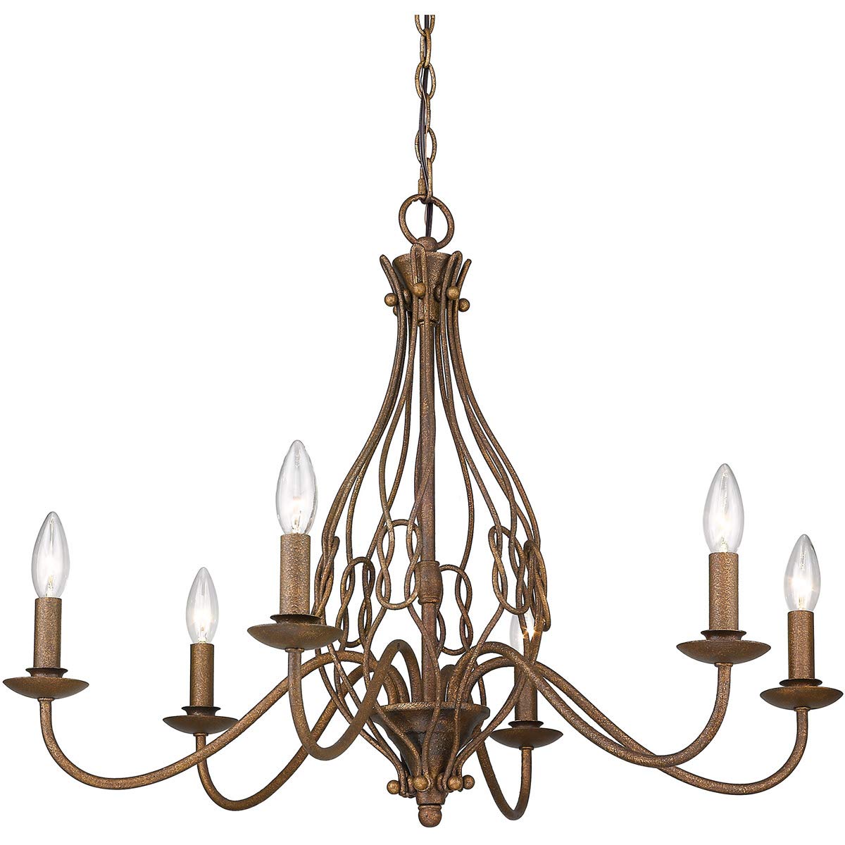 Golden Antoinette 6-Light Chandelier in Burnished Chestnut - Ceiling Mount Dining Room Lighting Fixture for Elegant Home Decor | Perfect for Dining Rooms, Foyers, and Luxury Bedrooms