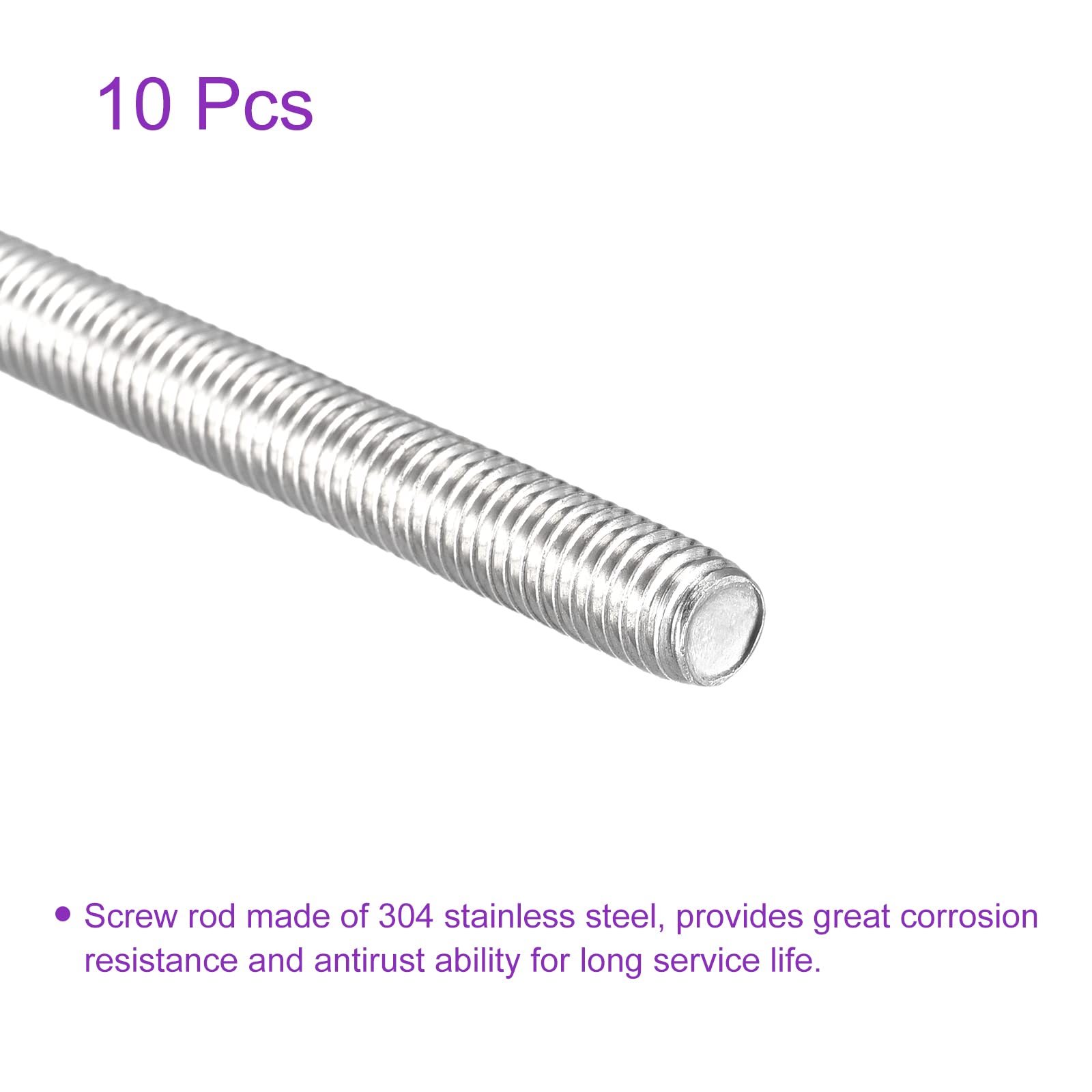 DMiotech 10 Pack M6 x 150mm 304 Stainless Steel Threaded Rods for Clamps & U-Bolts