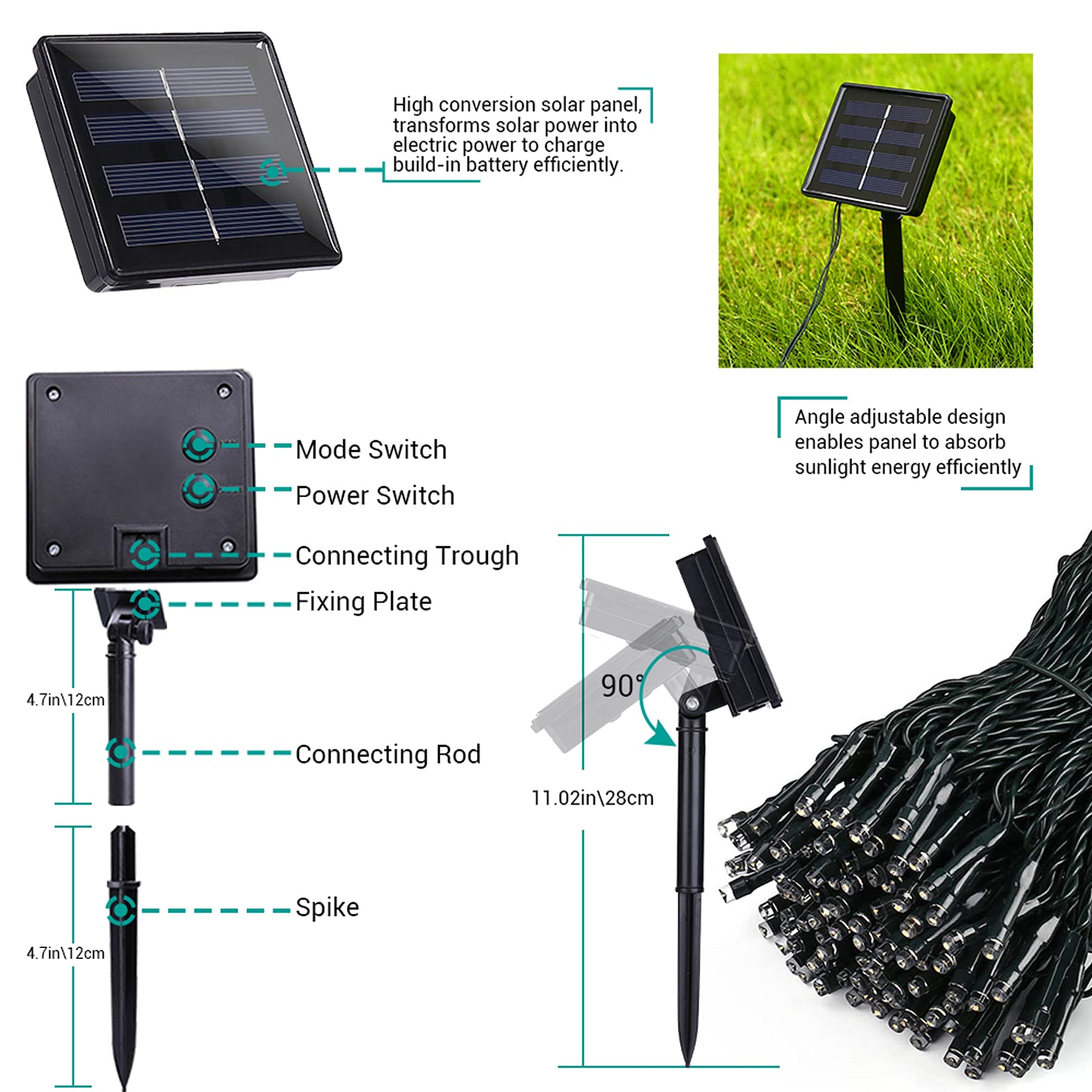 Flacchi 2 Pack 72ft Solar String Lights - 200 LED Waterproof Outdoor Fairy Lights with 8 Modes for Garden, Patio, Fence, Balcony | Perfect for Holiday Decoration, Wedding, Party & Backyard Lighting