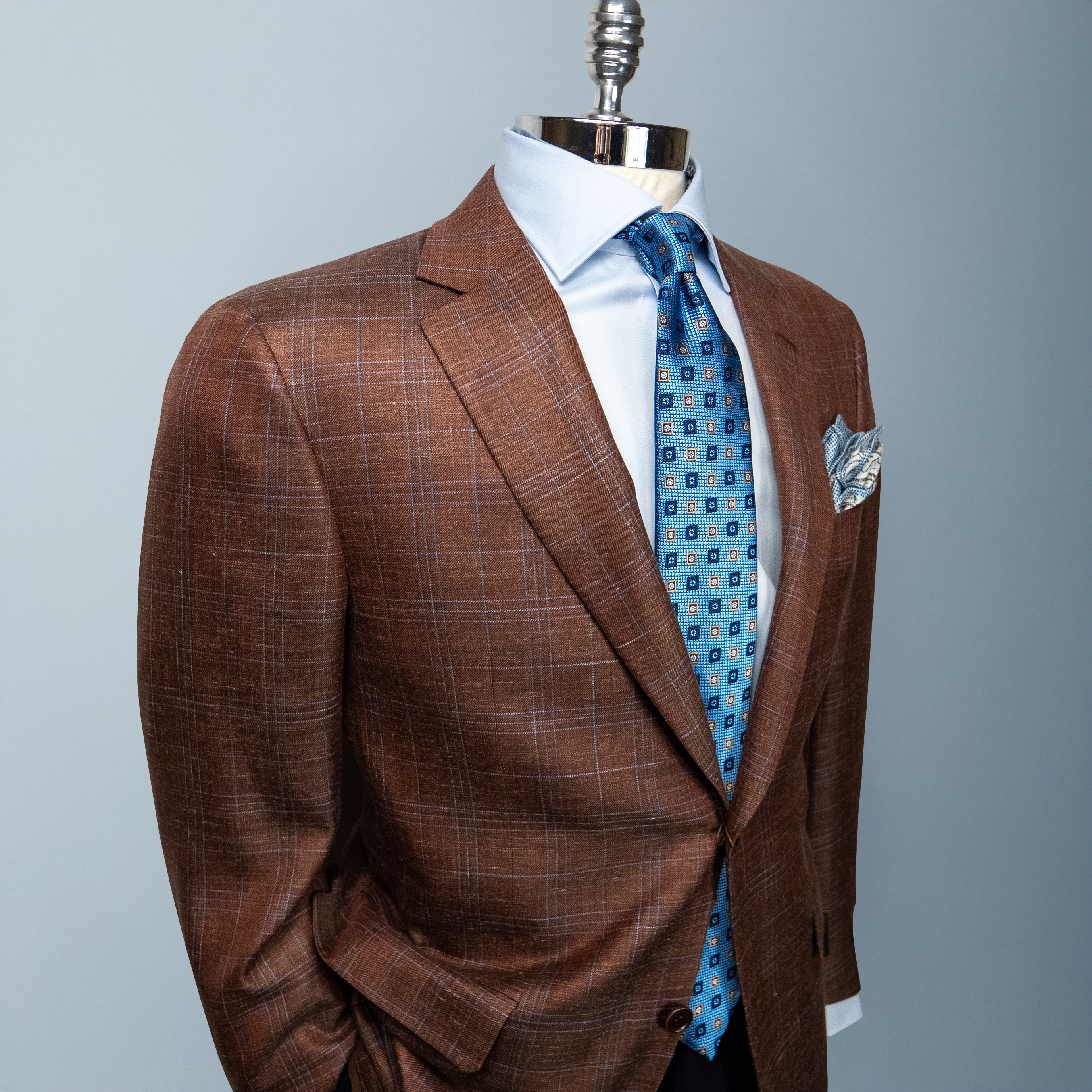 CANALI Men's Brown Plaid Suit - Premium Wool Business Suit for Office, Wedding & Formal Events