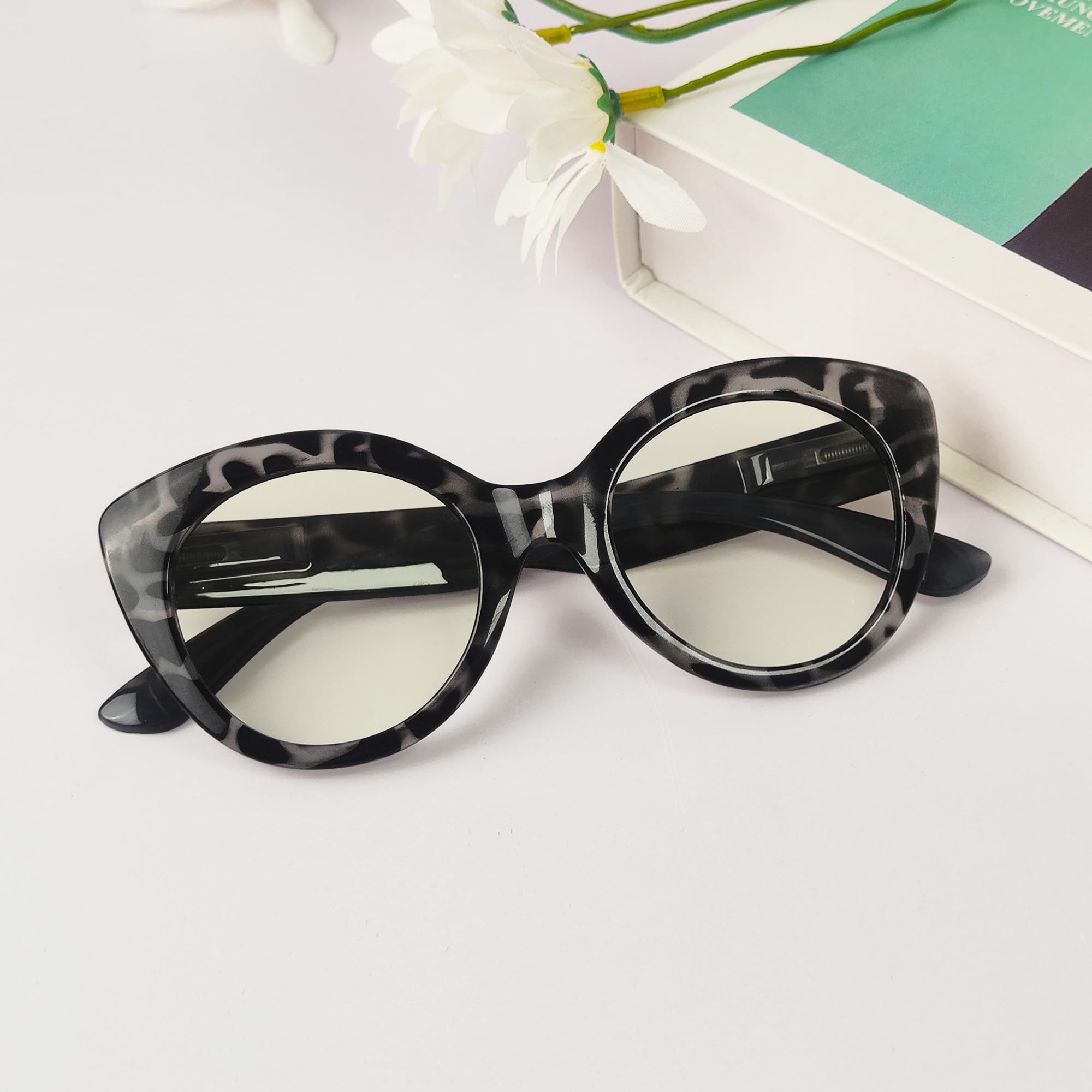 Blue Light Blocking Reading Glasses for Women - Oversized Round Computer Glasses with UV Protection - Perfect for Office Work, Screen Time & Night Reading (Eyekepper)