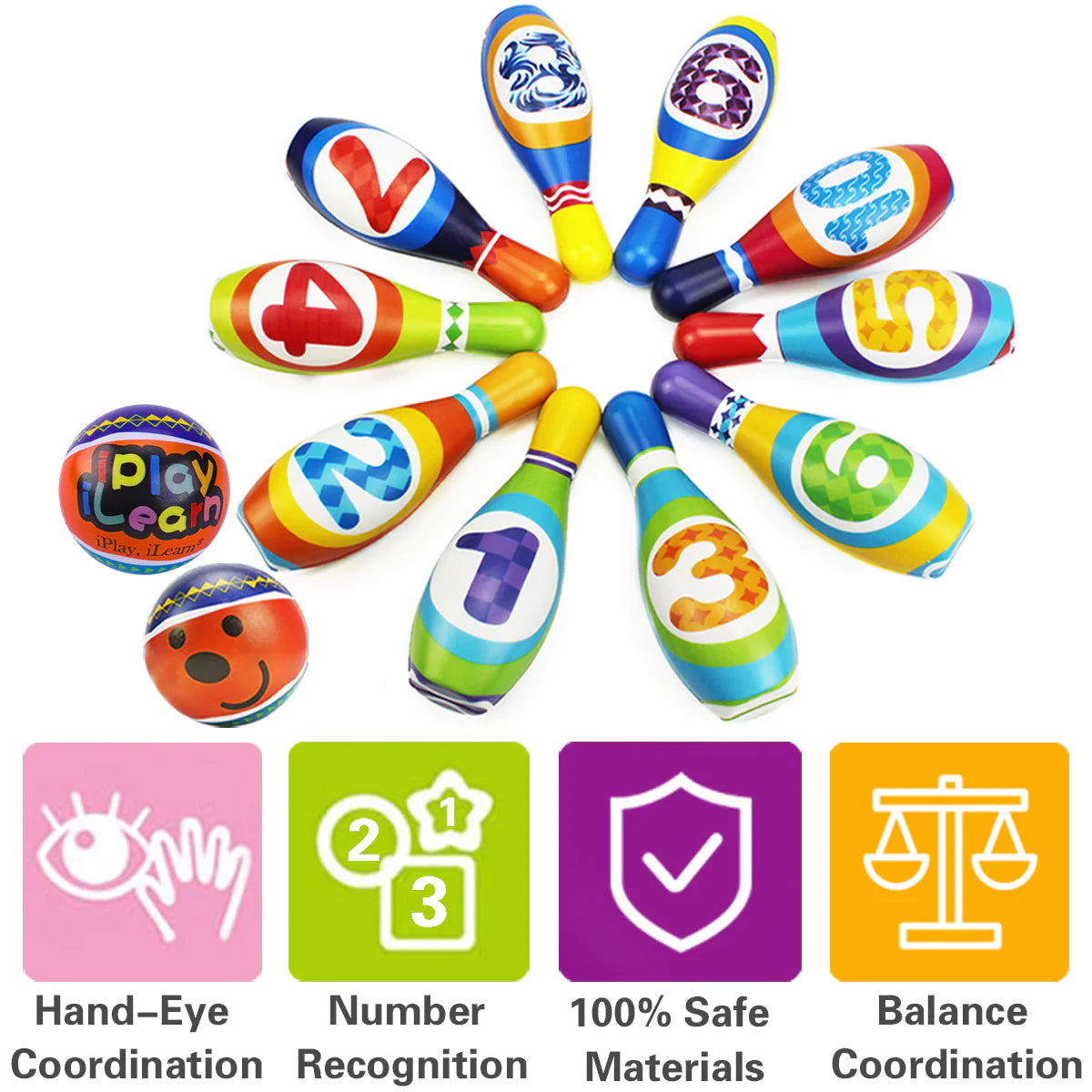 Premium 10-Piece Soft Bowling Set for Kids & Adults - Safe Indoor/Outdoor Fun for Family Game Nights & Backyard Parties