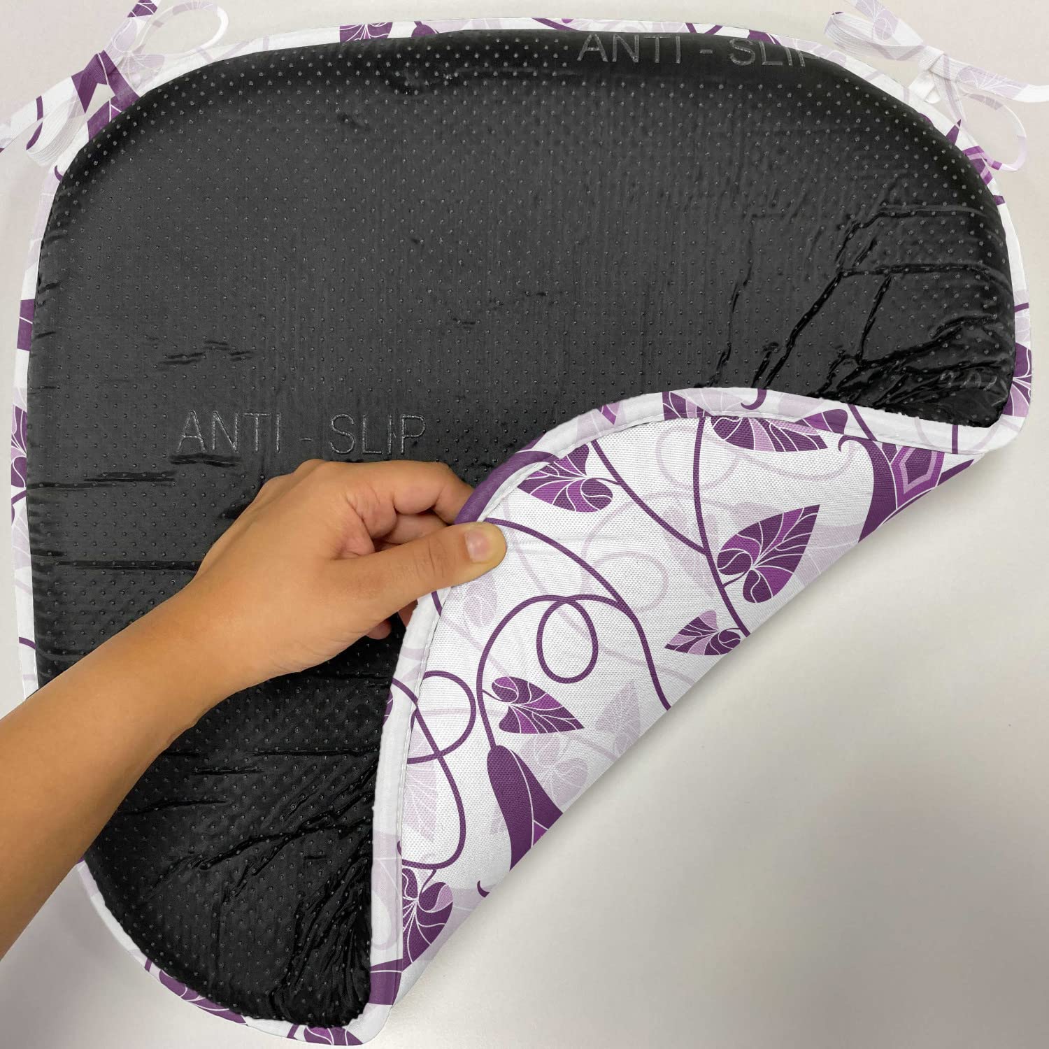 Lunarable Tulip Chair Cushion Set of 6 - Royal Floral Bouquet Abstract Design Non-Slip Seat Pads for Kitchen, Dining, Patio & Outdoor Furniture - 16x16 Inches Purple Lavender - Perfect for Home Decor, Garden Parties & Cozy Seating