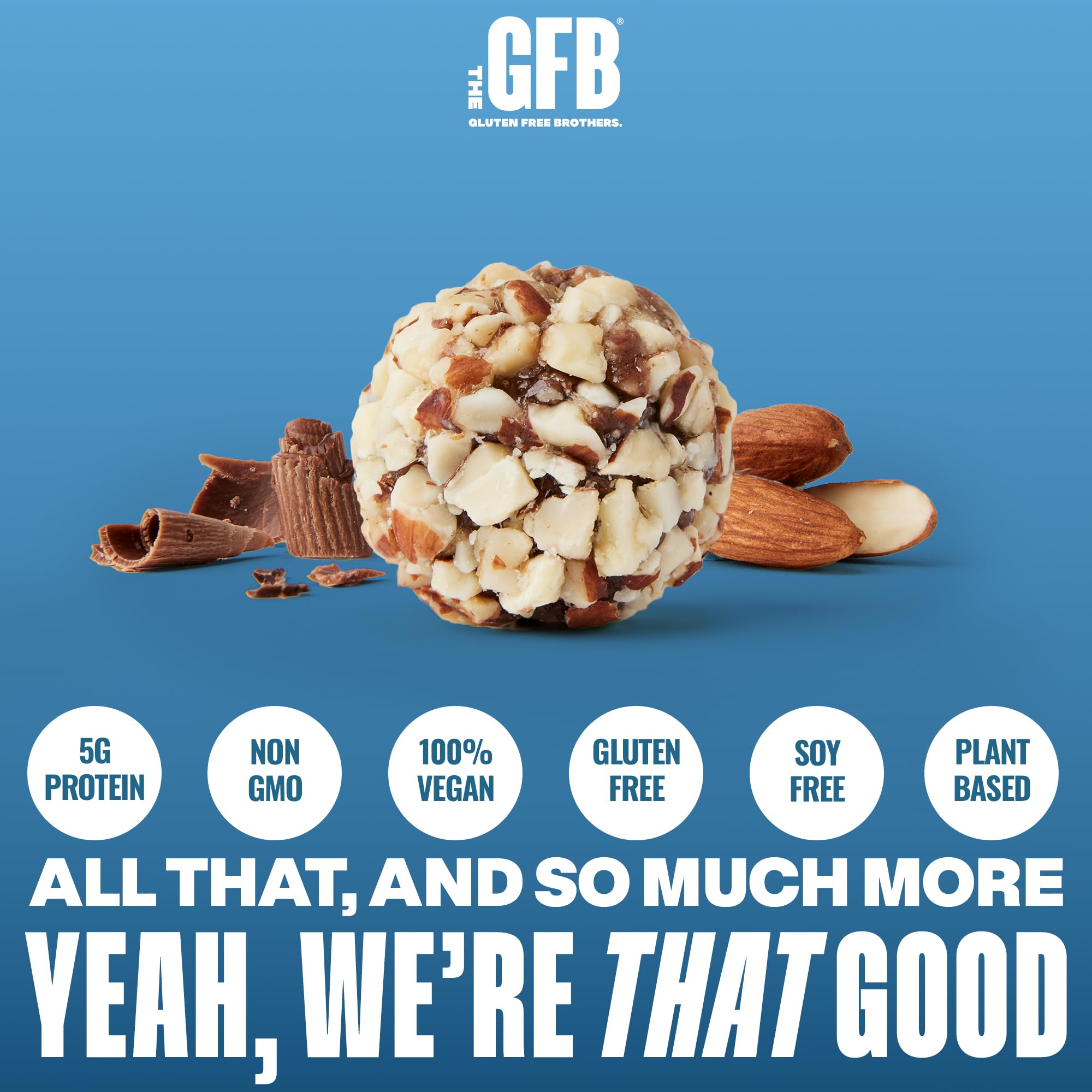 GFB Dark Chocolate Almond Protein Bites - Gluten Free, Vegan, Plant-Based, Non-GMO, Sustainably Made - Healthy Protein Energy Snacks, 4oz (6 Count) - Perfect for Post-Workout, On-the-Go & Keto Diet