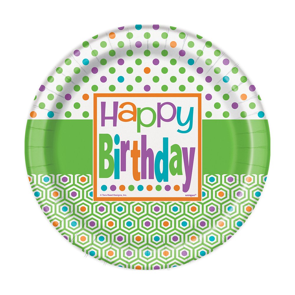 Vibrant Citrus Polka Dot Birthday Party Plates - Set of 8 Colorful Disposable Dinner Plates for Birthday Celebrations, Baby Showers & Summer Picnics