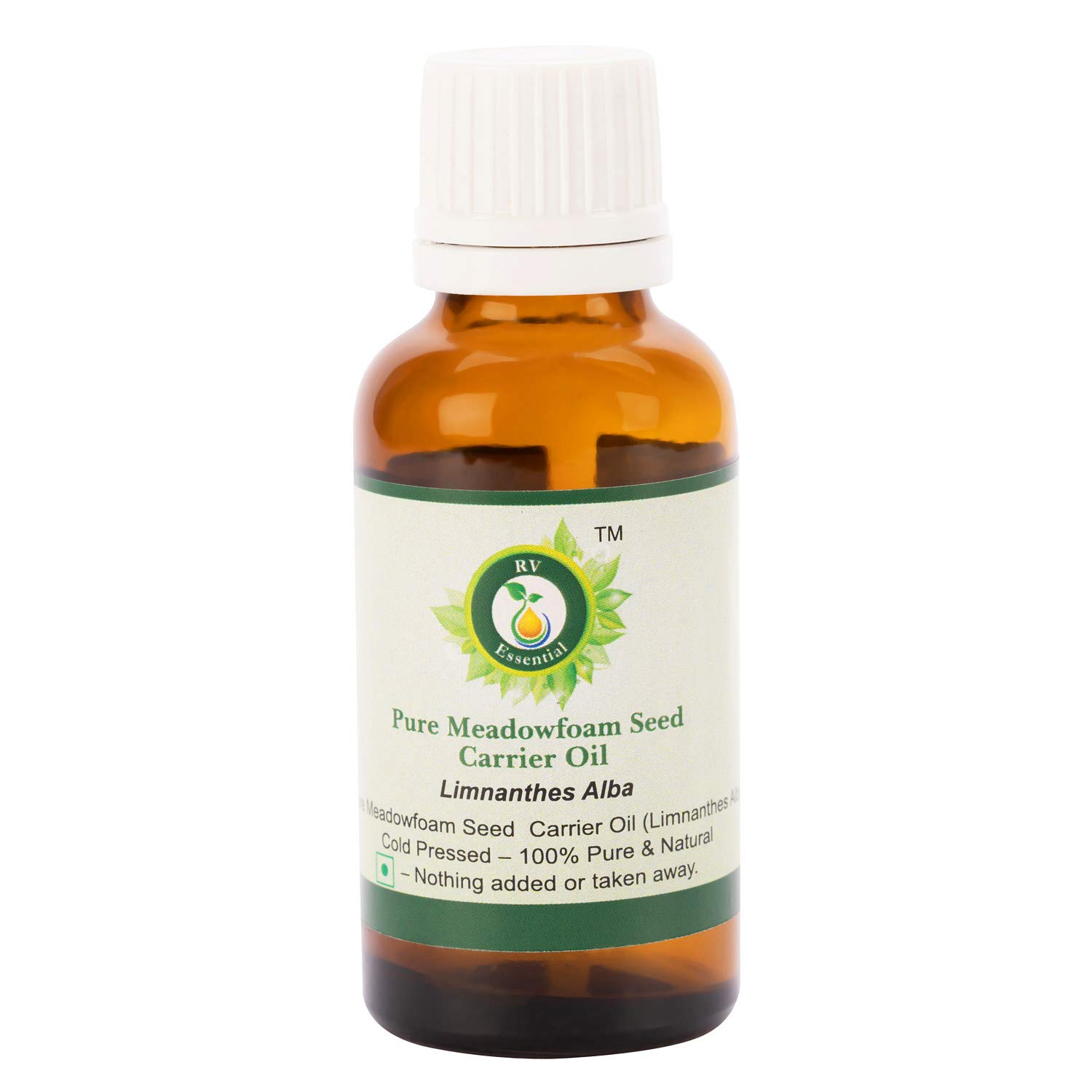 **Pure Cold-Pressed Meadowfoam Seed Oil (Limnanthes Alba) - 100% Natural Carrier Oil for Skin & Hair Care - 10ml (0.338oz) by R V Essential - Hydrates, Nourishes & Protects for Glowing Skin & Healthy Hair**    *(Use for DIY skincare, hair treatments, massage oils, and natural cosmetics.)*