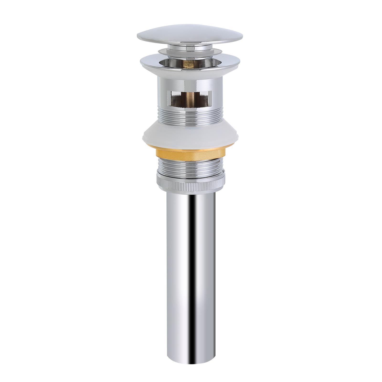 Premium Polished Chrome Bathroom Sink Pop-Up Drain with Overflow - Durable Sink Drain Stopper for Bathroom Vanity & Vessel Sinks - Perfect for Home Renovation & Modern Bathroom Upgrades