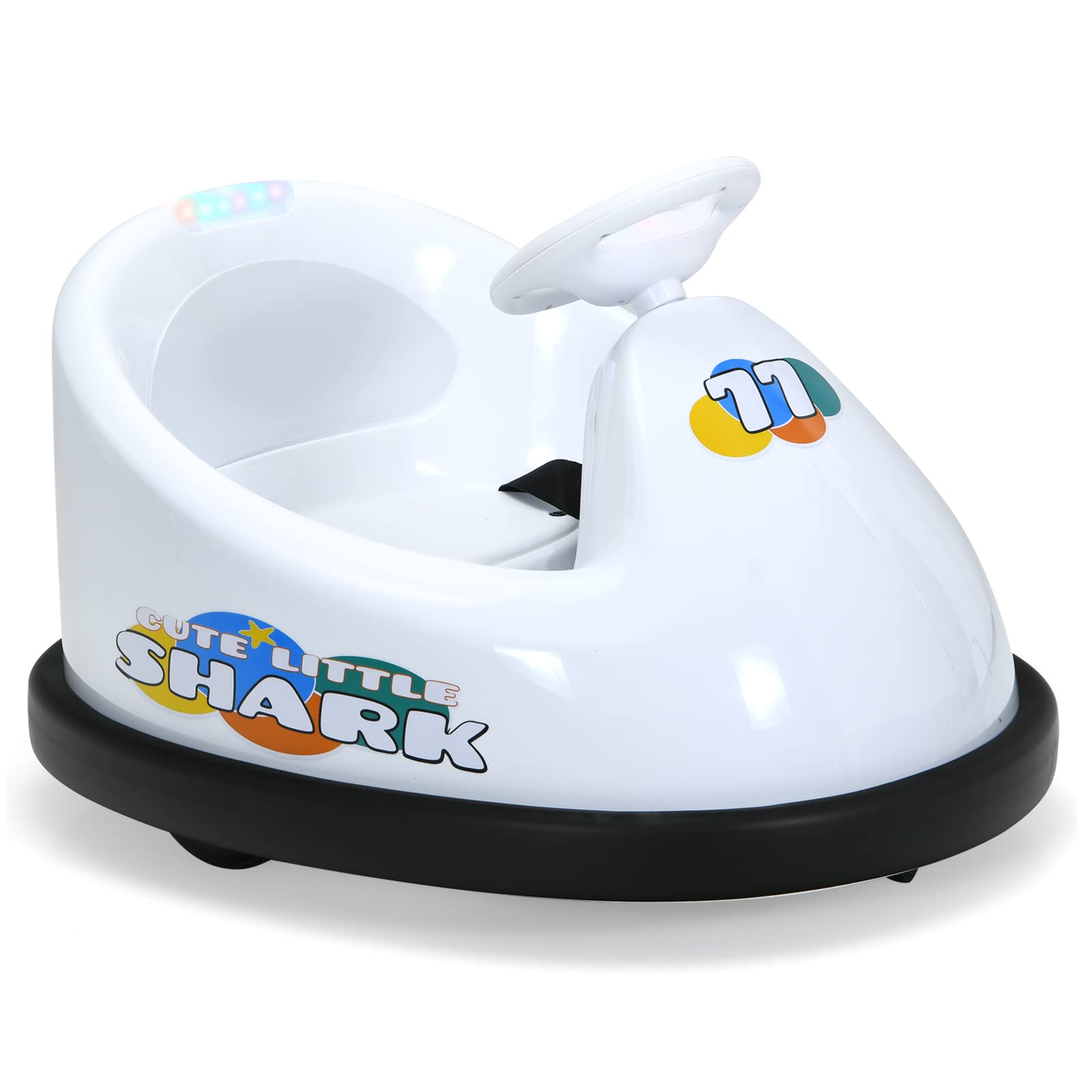 INFANS 6V Electric Ride On Car for Kids - 360° Spin, Remote Control, LED Lights, Music & Bluetooth - Rechargeable Battery Powered Bumper Toy (White) | Perfect for Indoor & Outdoor Play, Birthday Gifts & Toddler Fun
