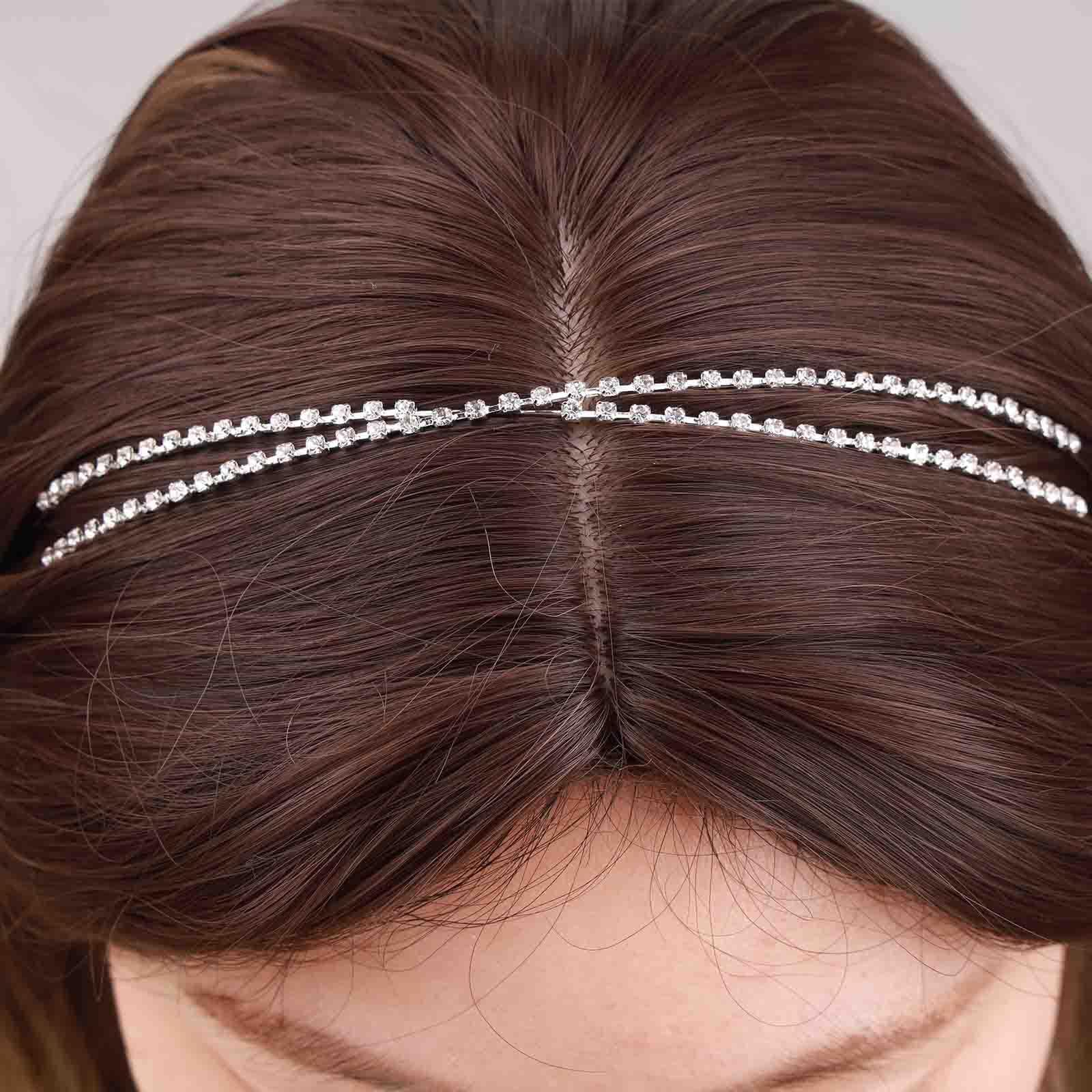 Sparkling CZ Crystal Wedding Headband - Silver Double Cross Bridal Tiara with Rhinestones for Women & Girls | Perfect for Brides, Prom, Pageants & Special Occasions