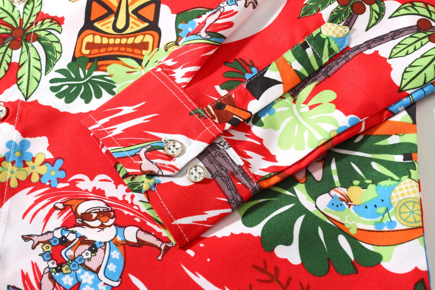 Men's Christmas Santa Claus Button Down Long Sleeve Shirt - Festive Holiday Party Outfit for Xmas Gatherings & Office Celebrations